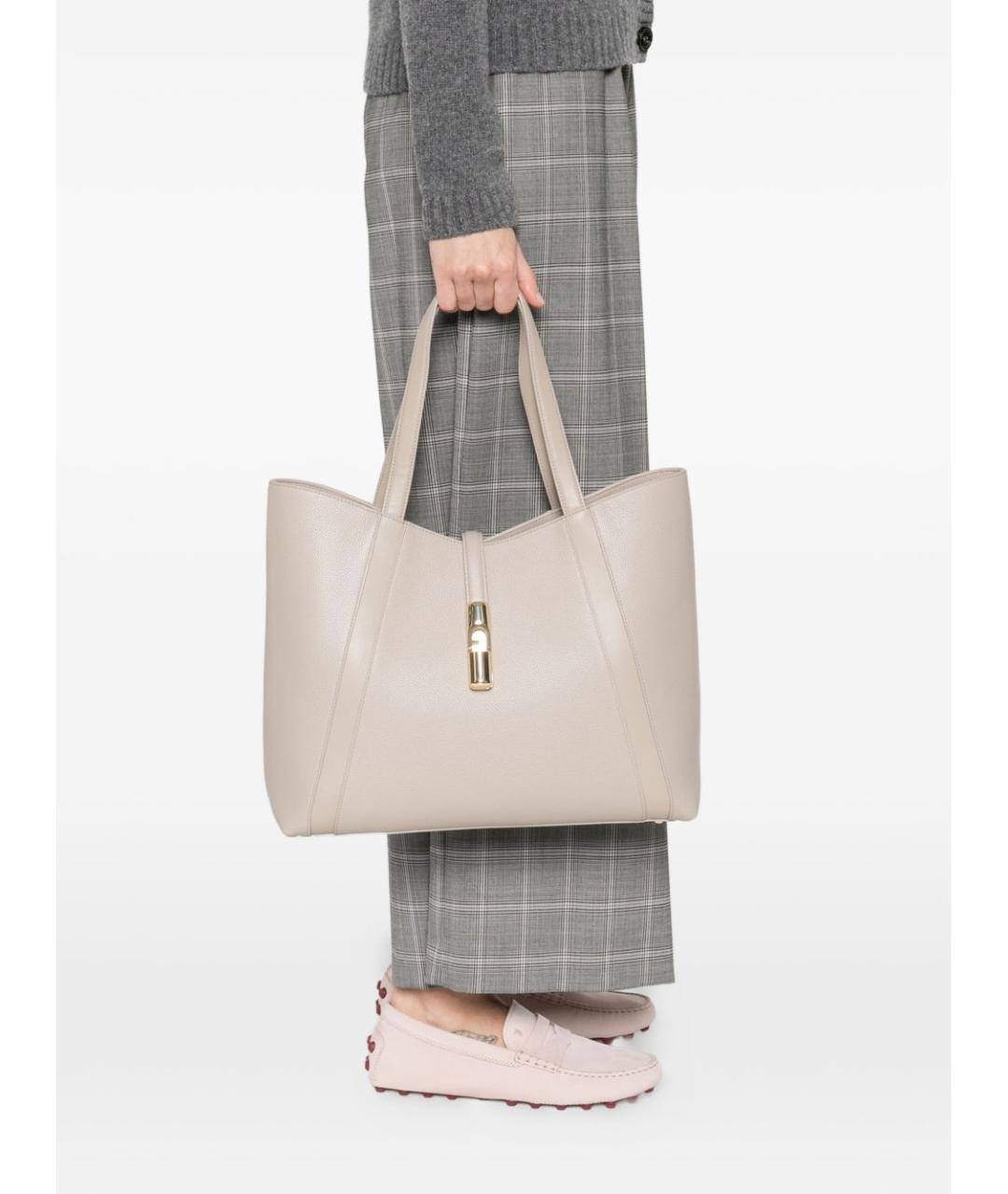 FURLA Серая кожаная сумка тоут, фото 4