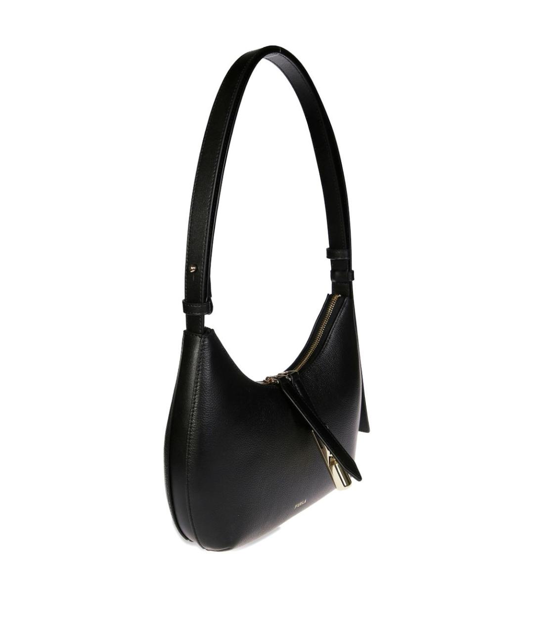 FURLA Черная кожаная сумка с короткими ручками, фото 5
