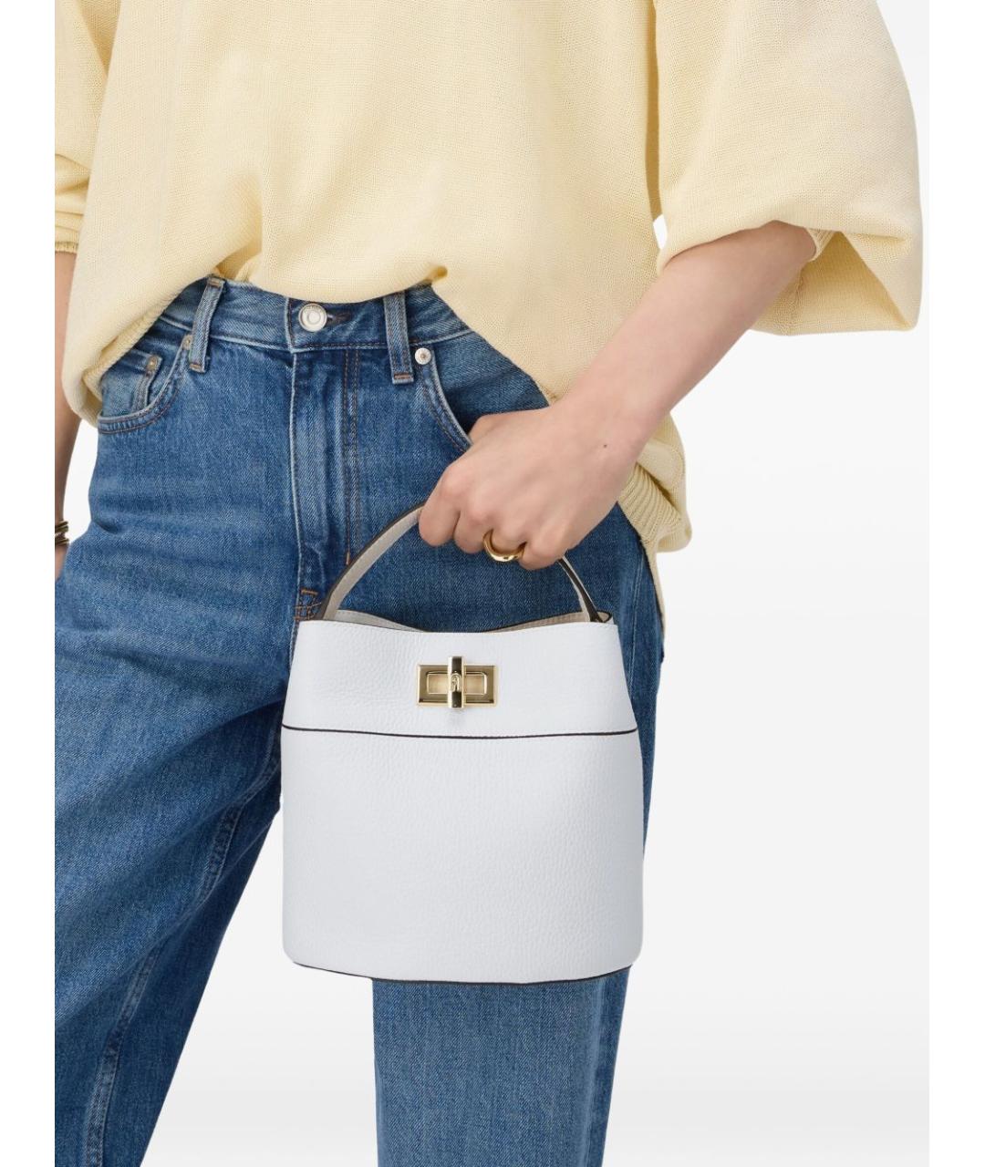 FURLA Белая кожаная сумка с короткими ручками, фото 4