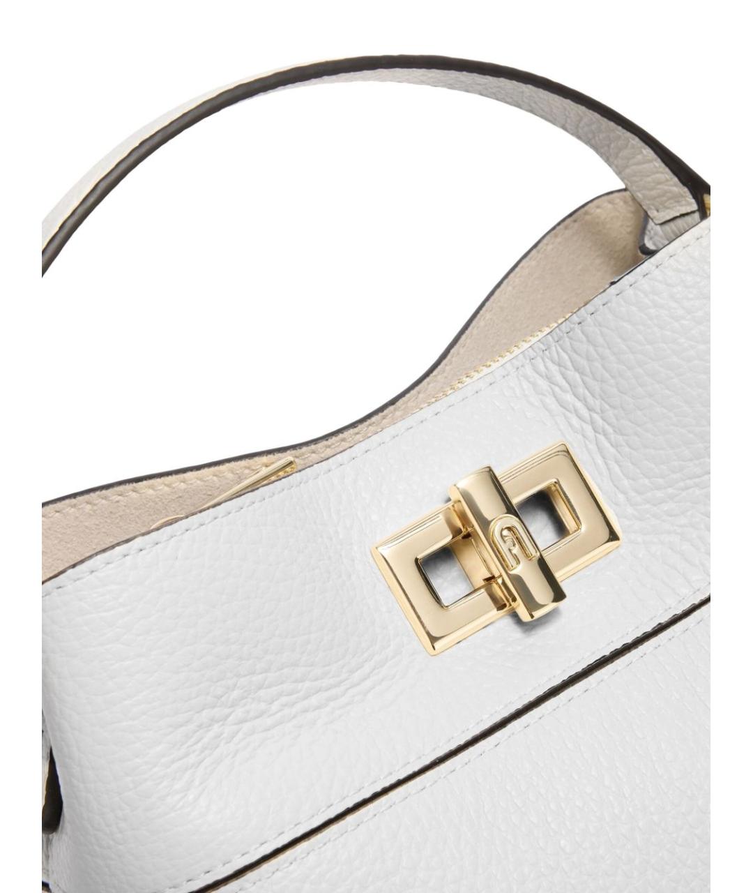 FURLA Белая кожаная сумка с короткими ручками, фото 3
