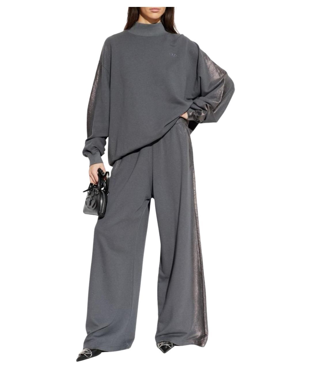 DIESEL Серые хлопковые прямые брюки, фото 3