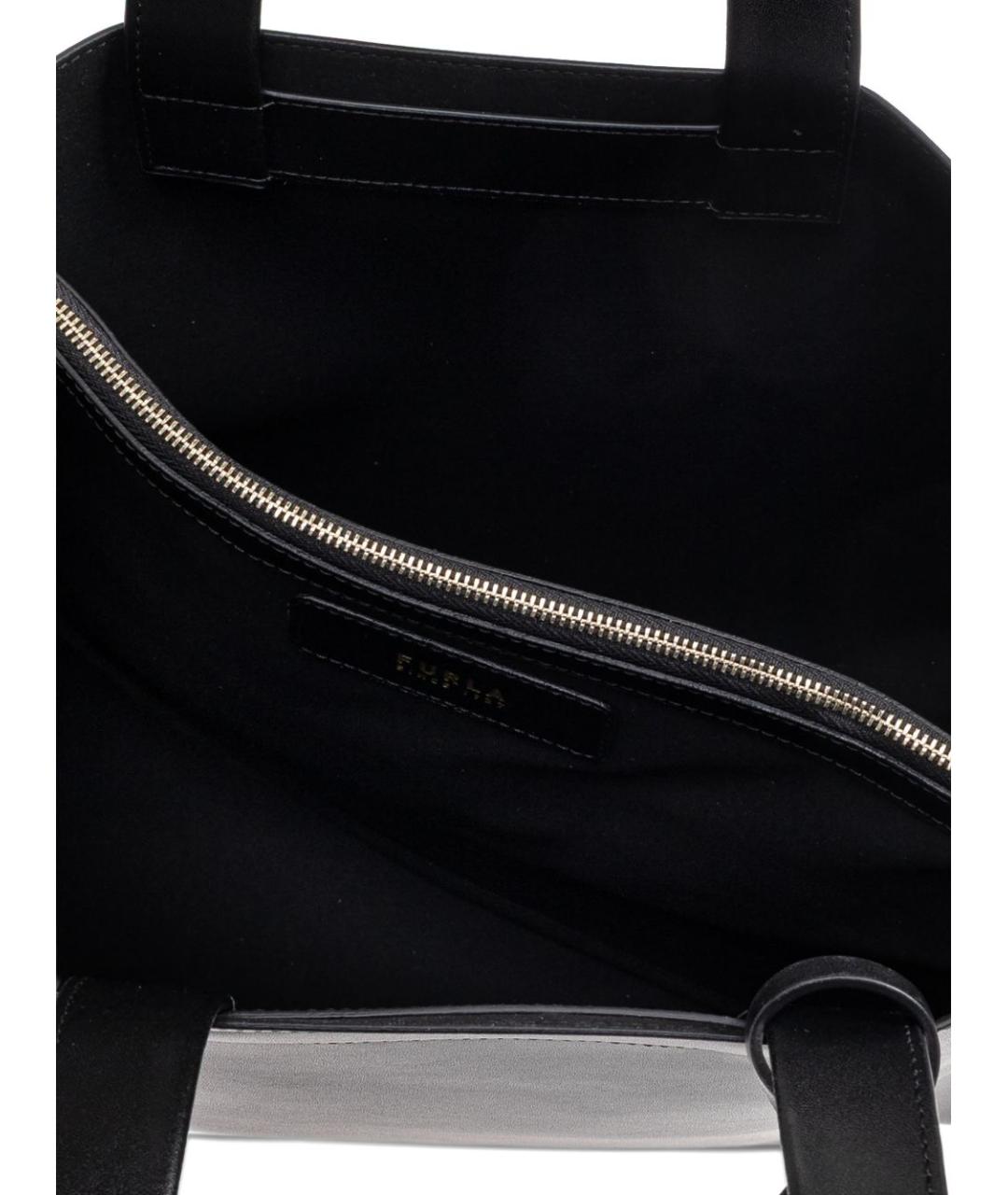 FURLA Черная кожаная сумка тоут, фото 6