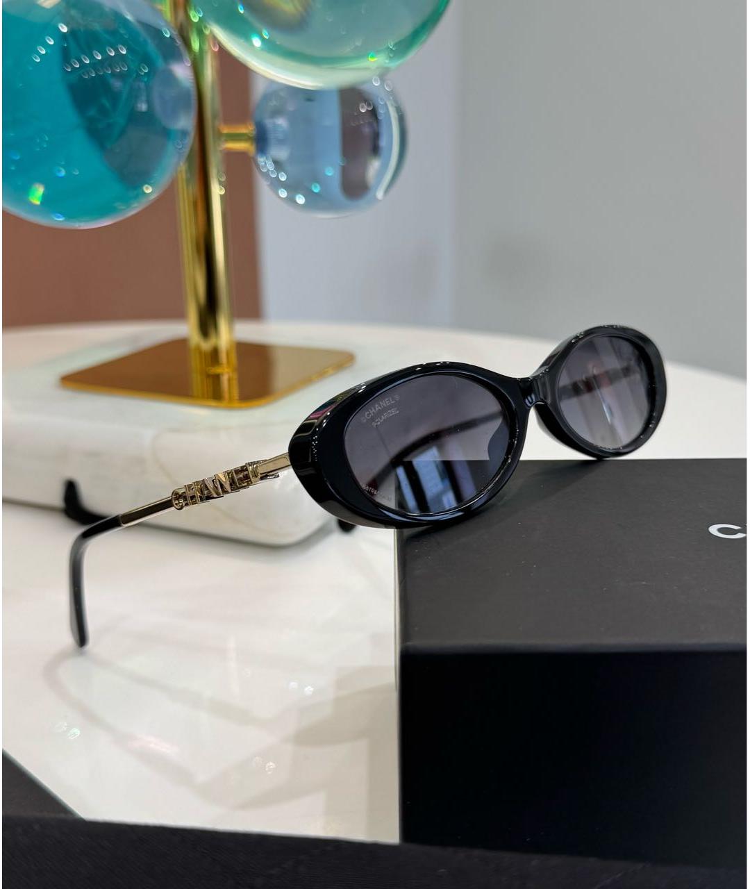 CHANEL Черные металлические солнцезащитные очки, фото 3