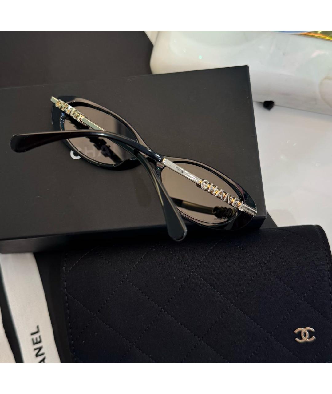 CHANEL Черные металлические солнцезащитные очки, фото 5