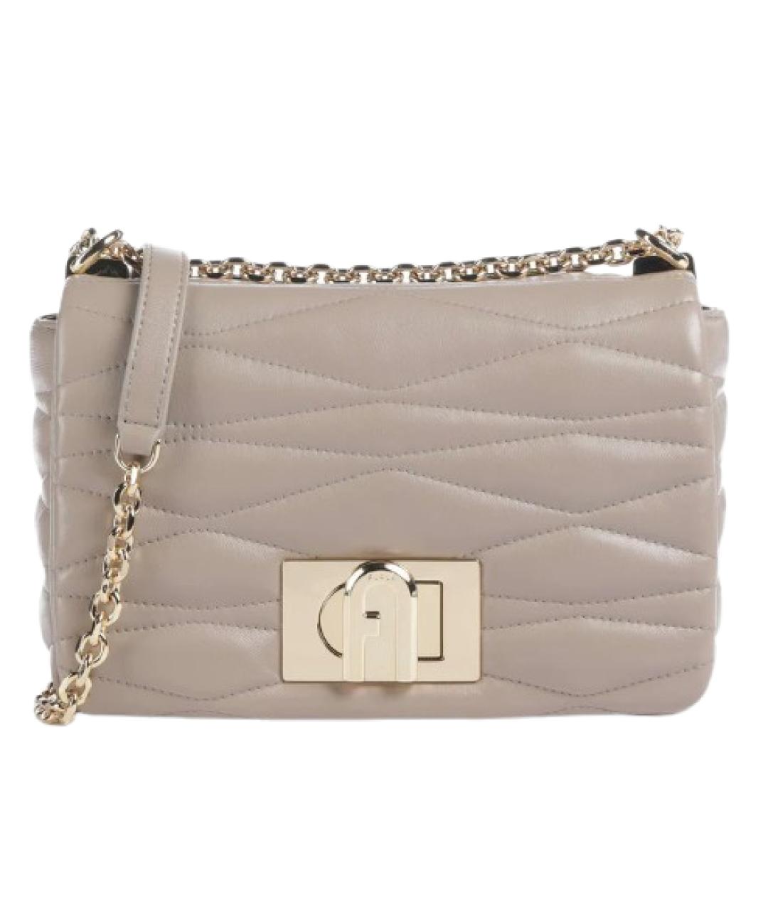 FURLA Бежевая кожаная сумка через плечо, фото 1