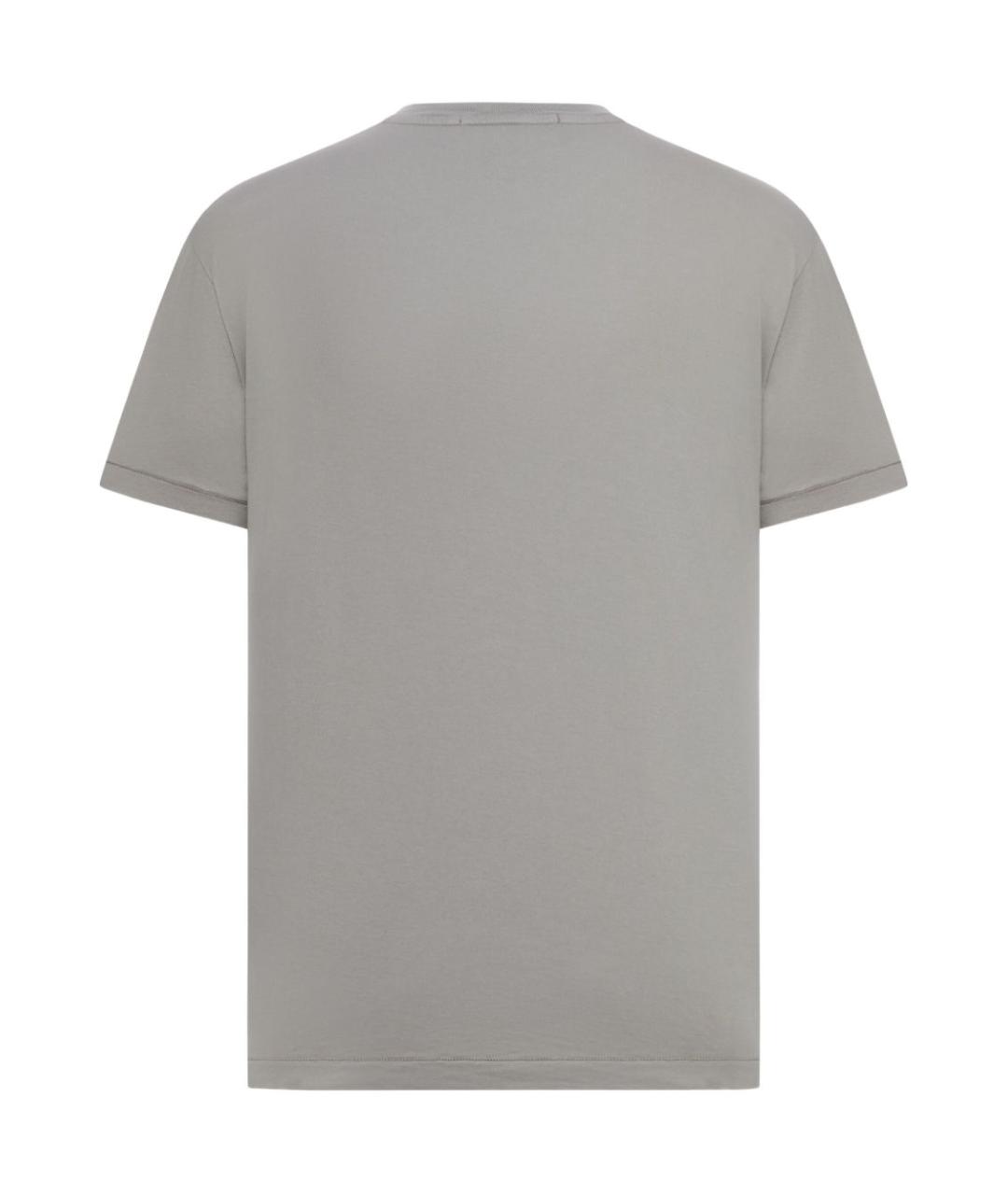 STONE ISLAND Серая хлопковая футболка, фото 2