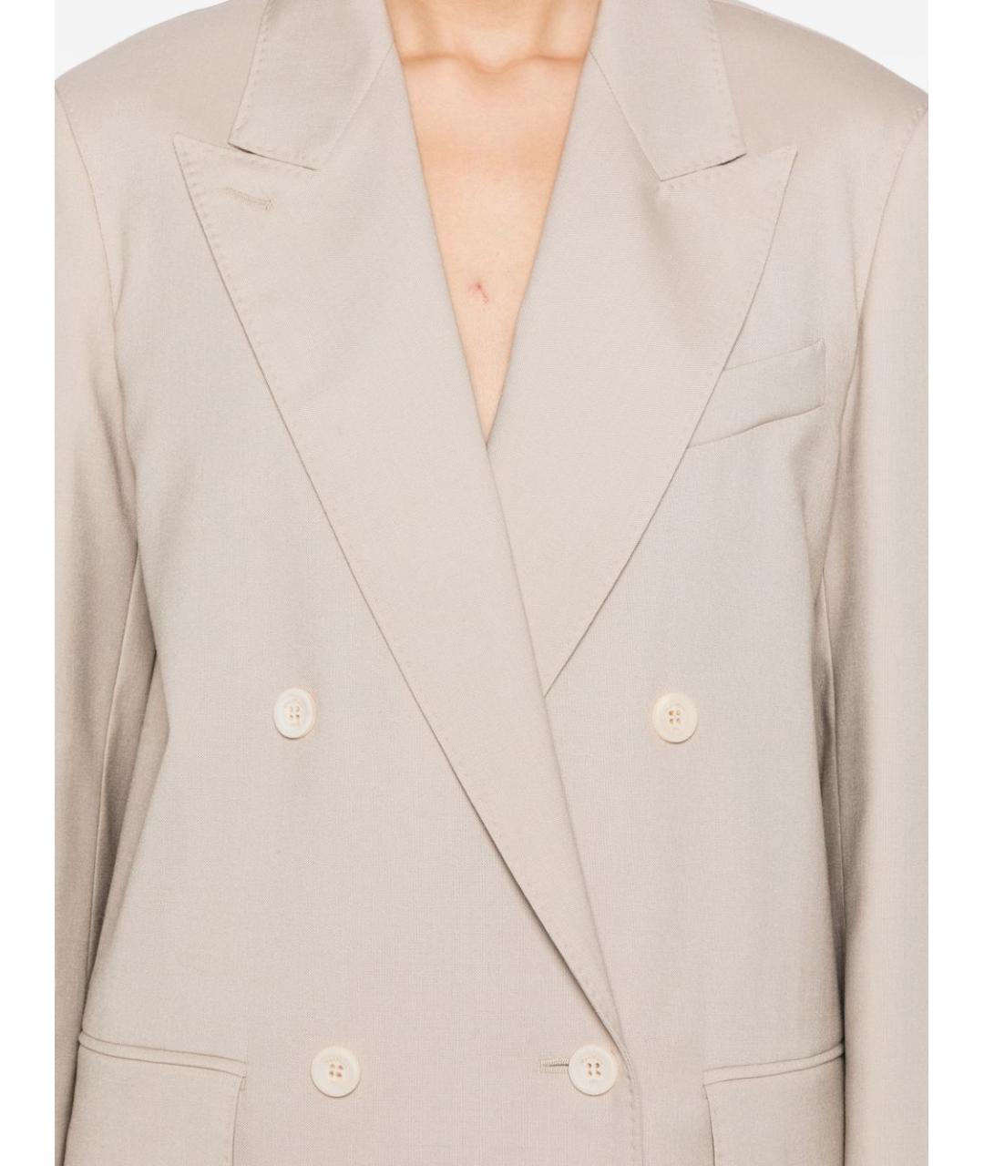MAX MARA Бежевый шерстяной жакет/пиджак, фото 4