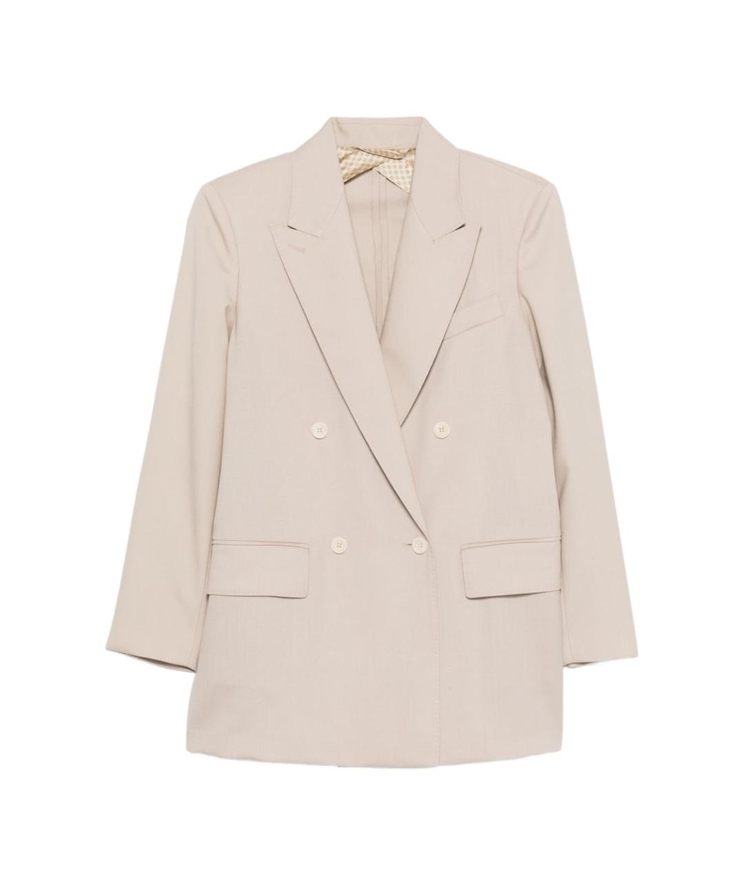 MAX MARA Бежевый шерстяной жакет/пиджак, фото 1