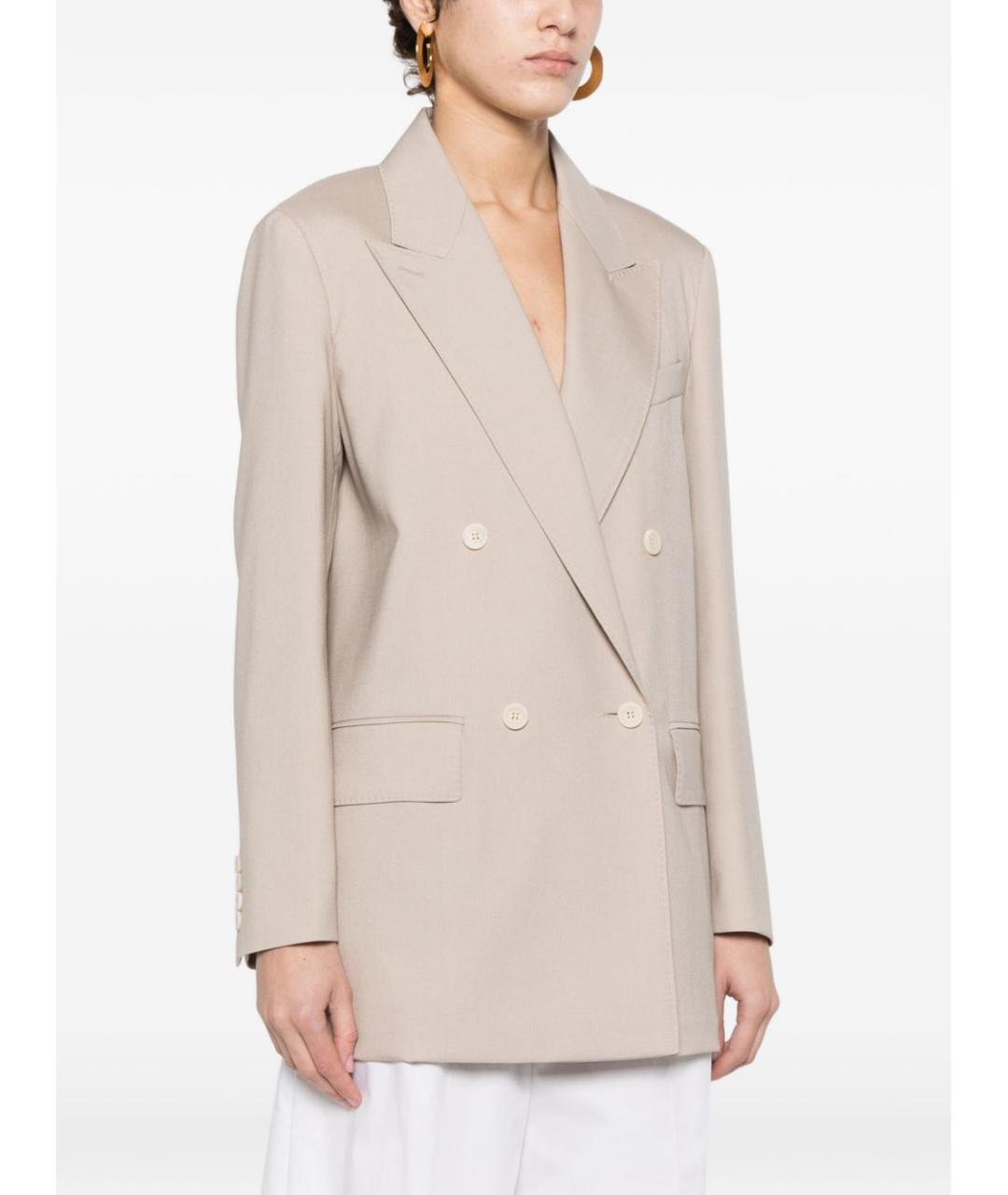 MAX MARA Бежевый шерстяной жакет/пиджак, фото 2