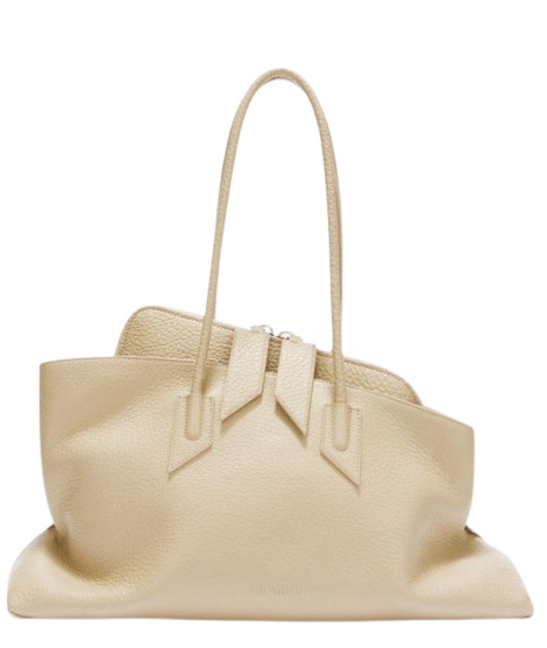 THE ATTICO Бежевая кожаная сумка тоут, фото 1