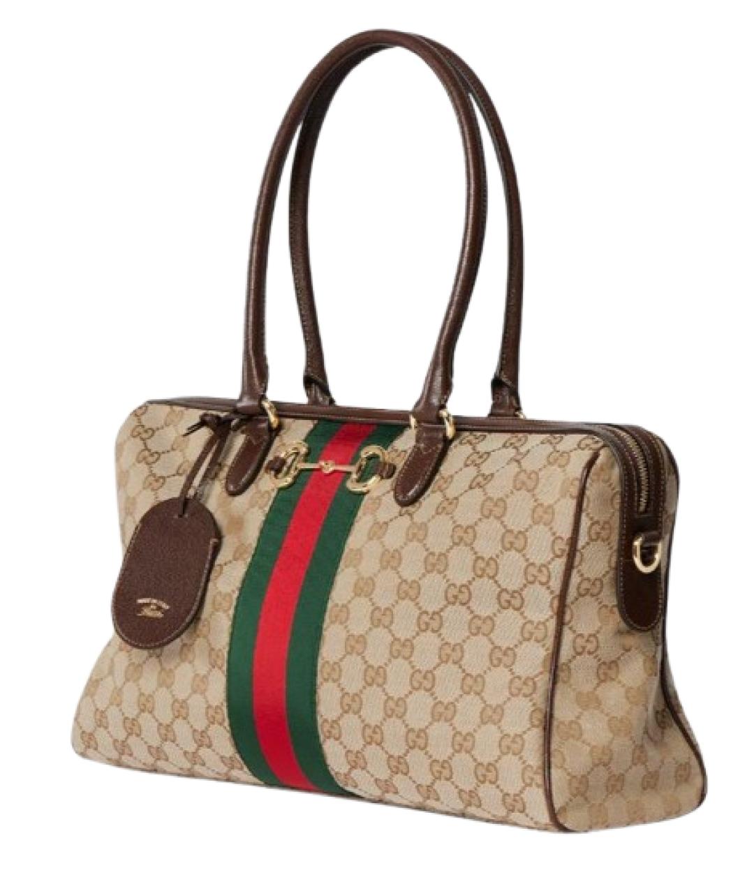 GUCCI Бежевая тканевая сумка через плечо, фото 2