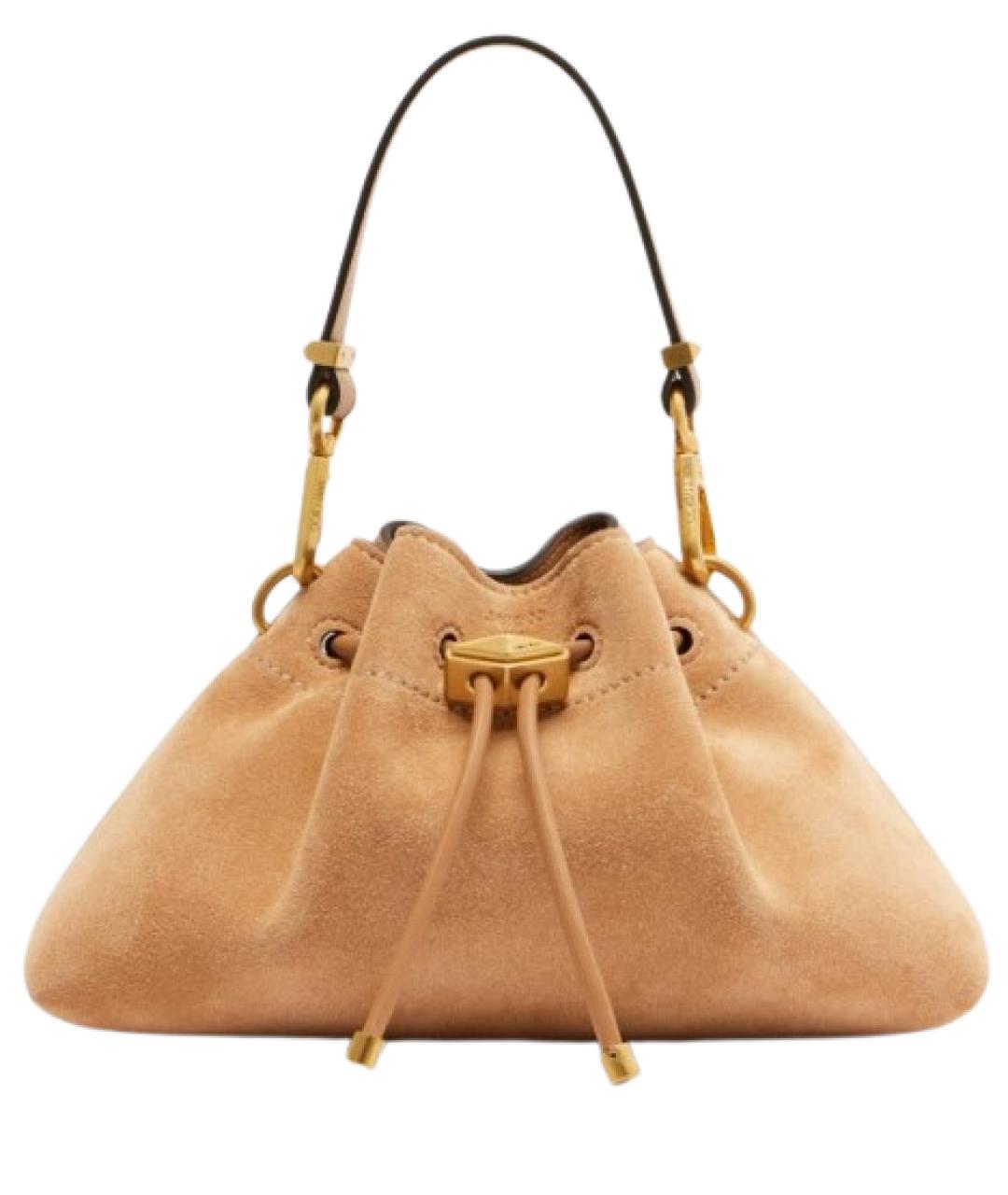 JIMMY CHOO Бежевая замшевая сумка с короткими ручками, фото 1