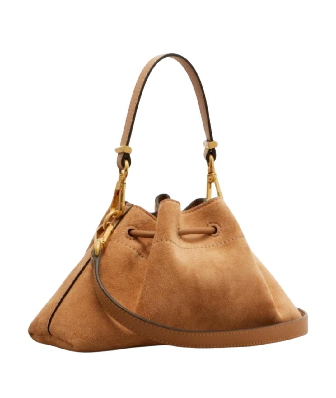 JIMMY CHOO Бежевая замшевая сумка с короткими ручками, фото 4