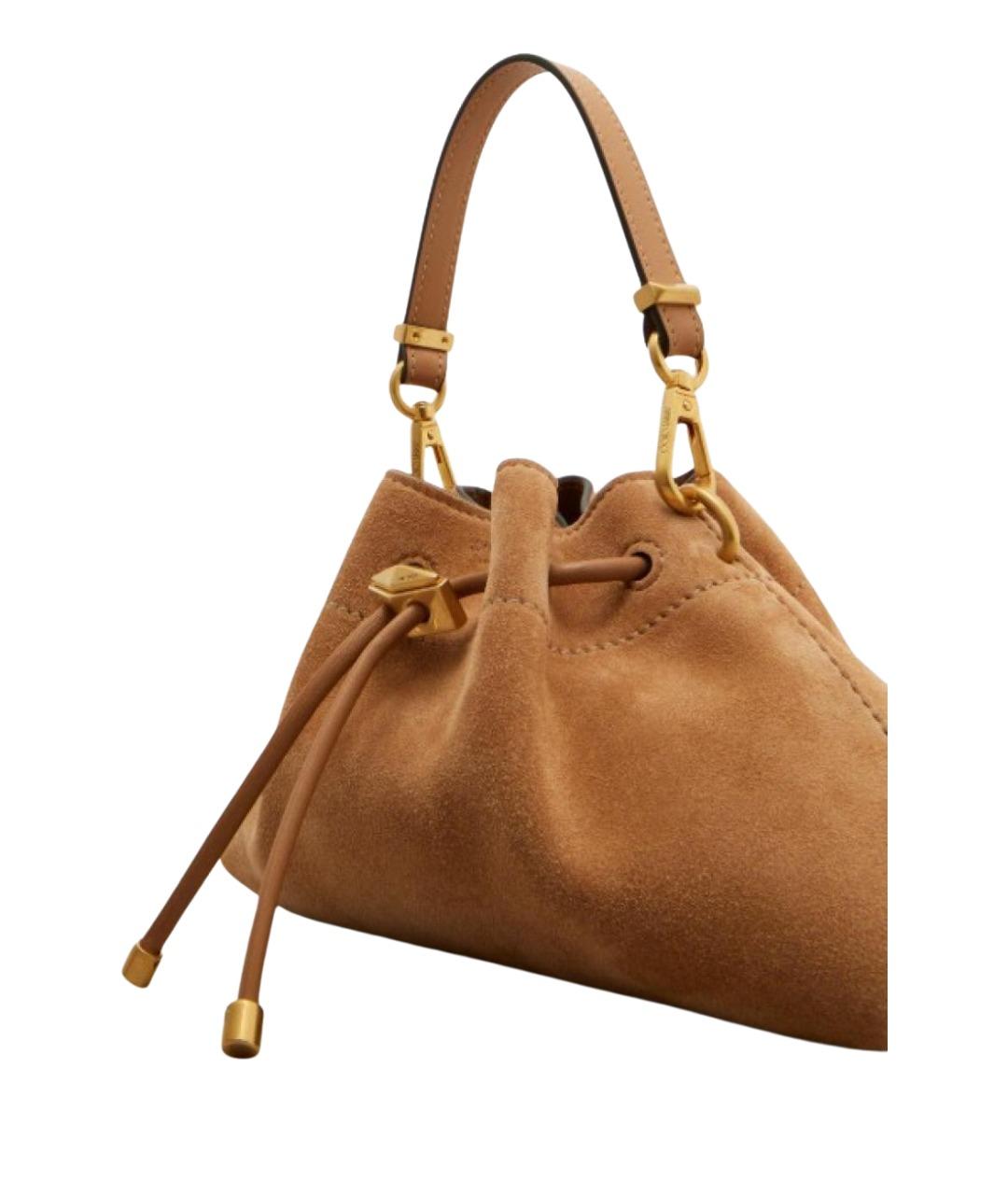 JIMMY CHOO Бежевая замшевая сумка с короткими ручками, фото 6