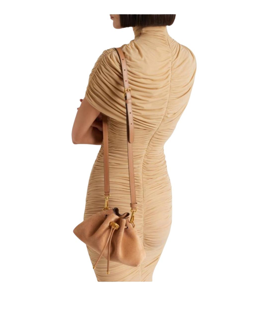 JIMMY CHOO Бежевая замшевая сумка с короткими ручками, фото 7