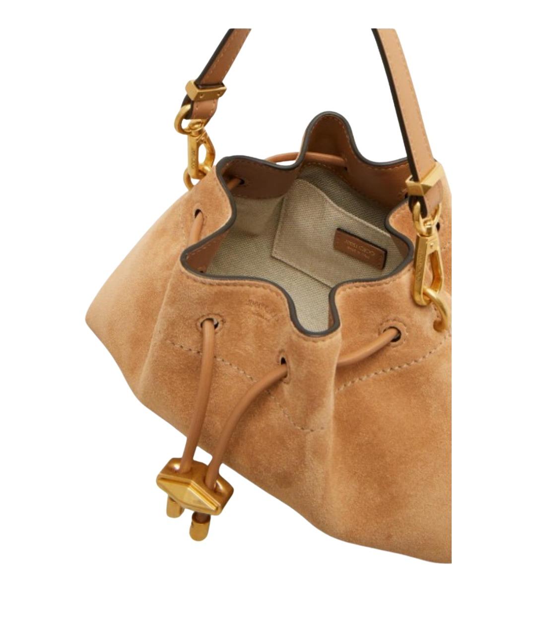 JIMMY CHOO Бежевая замшевая сумка с короткими ручками, фото 3