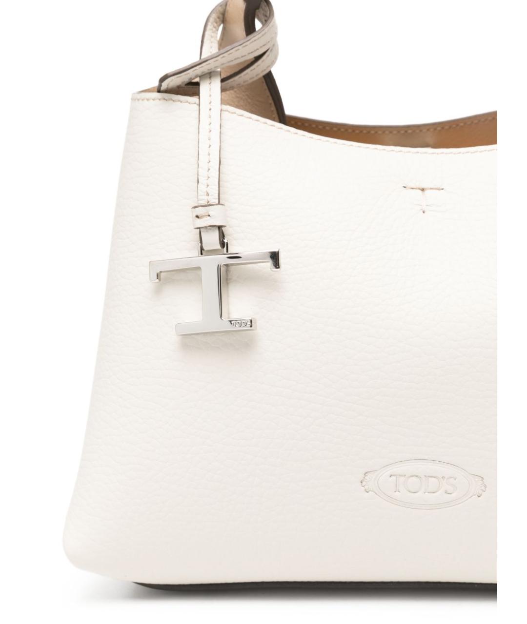 TOD'S Белая кожаная сумка с короткими ручками, фото 5