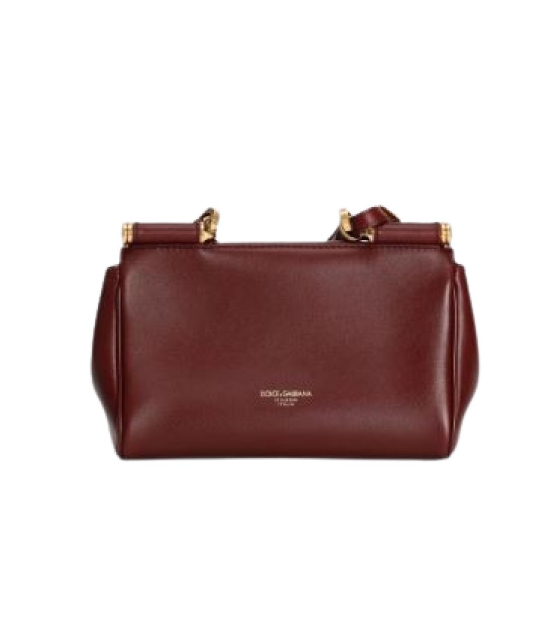 DOLCE&GABBANA Бордовая кожаная сумка тоут, фото 3