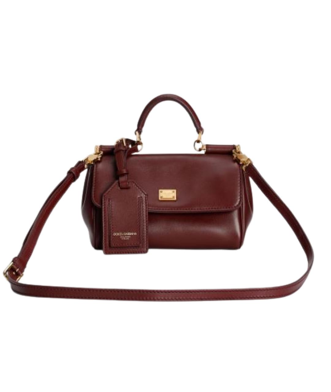 DOLCE&GABBANA Бордовая кожаная сумка тоут, фото 2