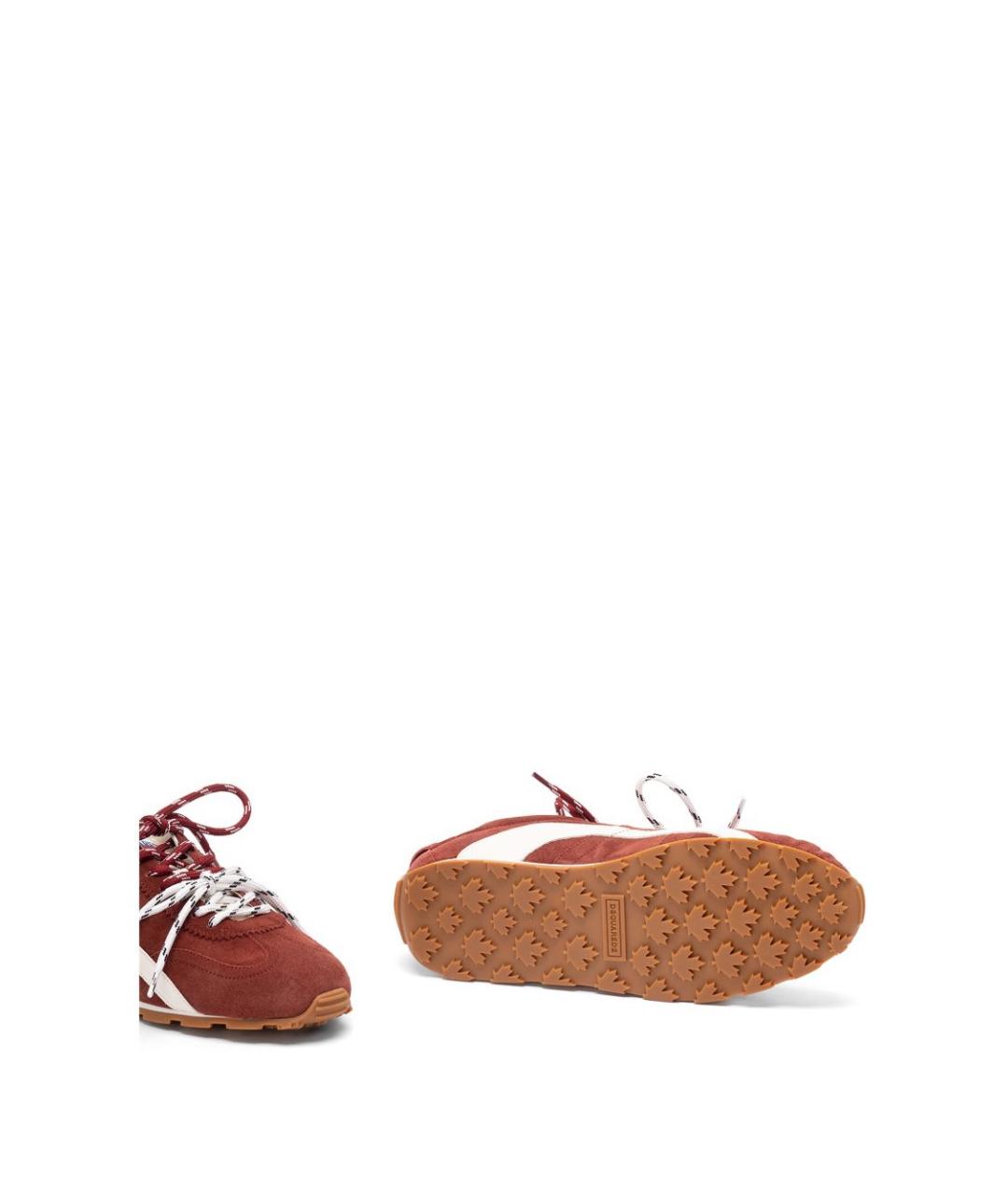 DSQUARED2 Бордовые замшевые низкие кроссовки / кеды, фото 4