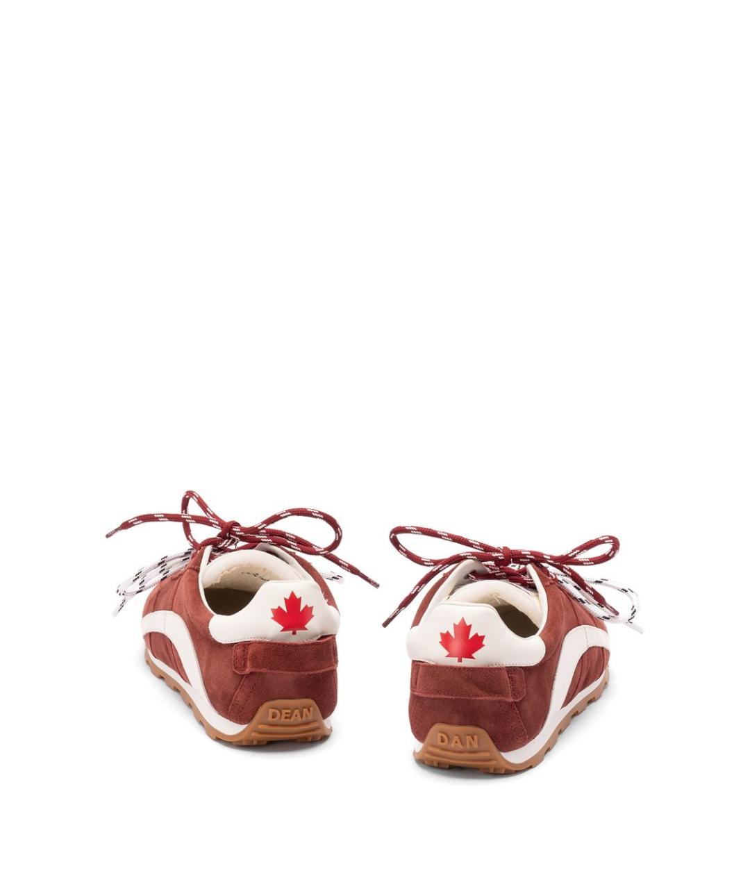 DSQUARED2 Бордовые замшевые низкие кроссовки / кеды, фото 2