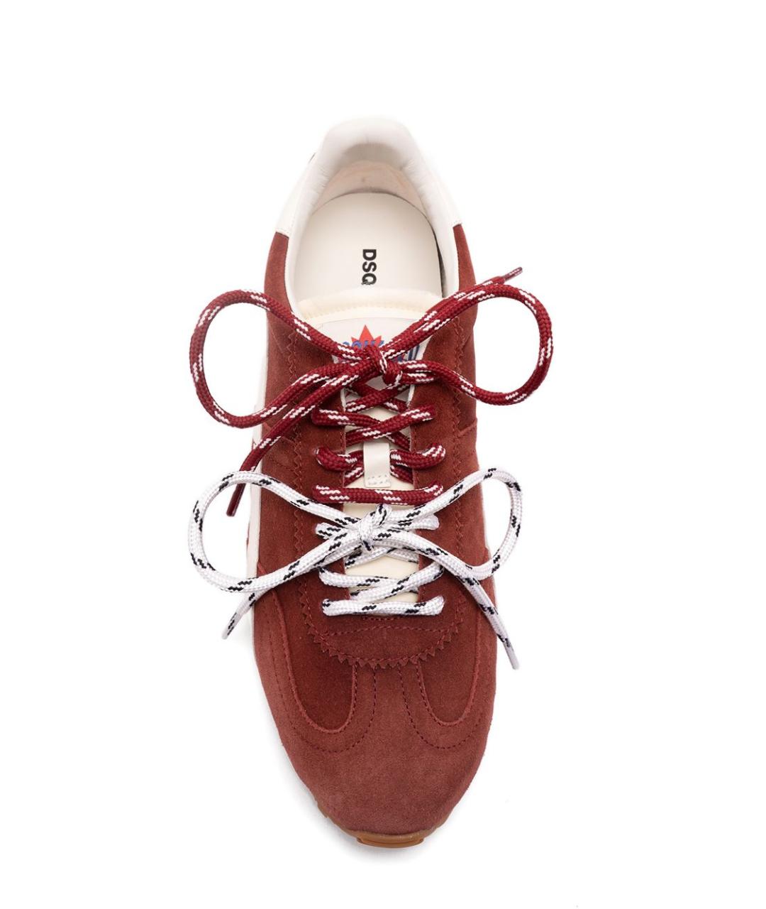 DSQUARED2 Бордовые замшевые низкие кроссовки / кеды, фото 5