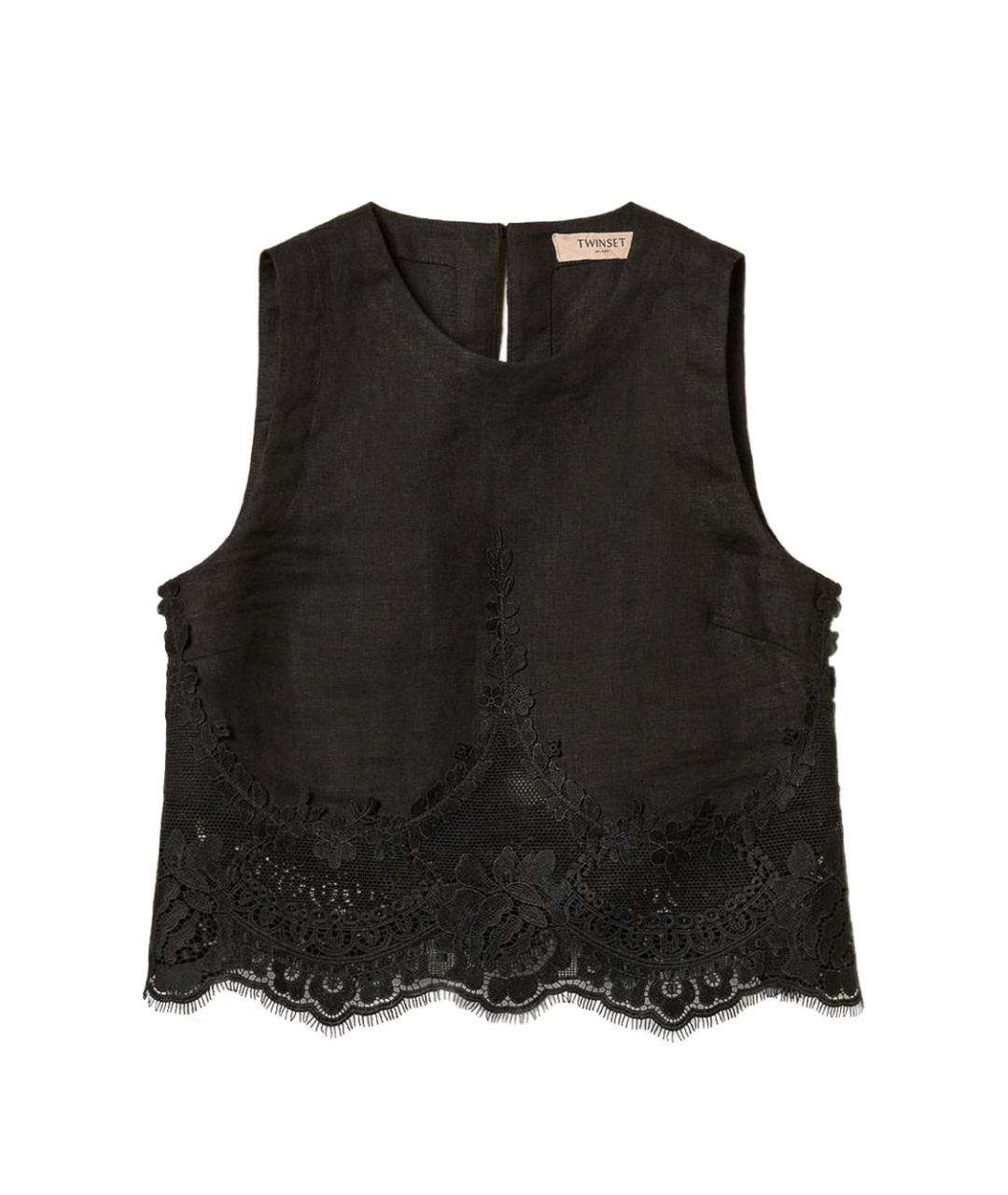 TWIN-SET Черная льняная блузы, фото 1