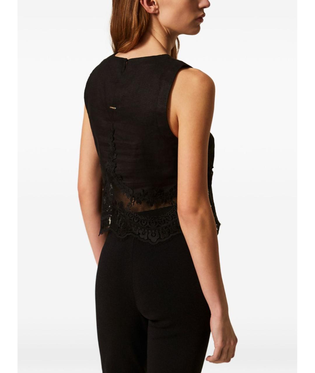 TWIN-SET Черная льняная блузы, фото 5