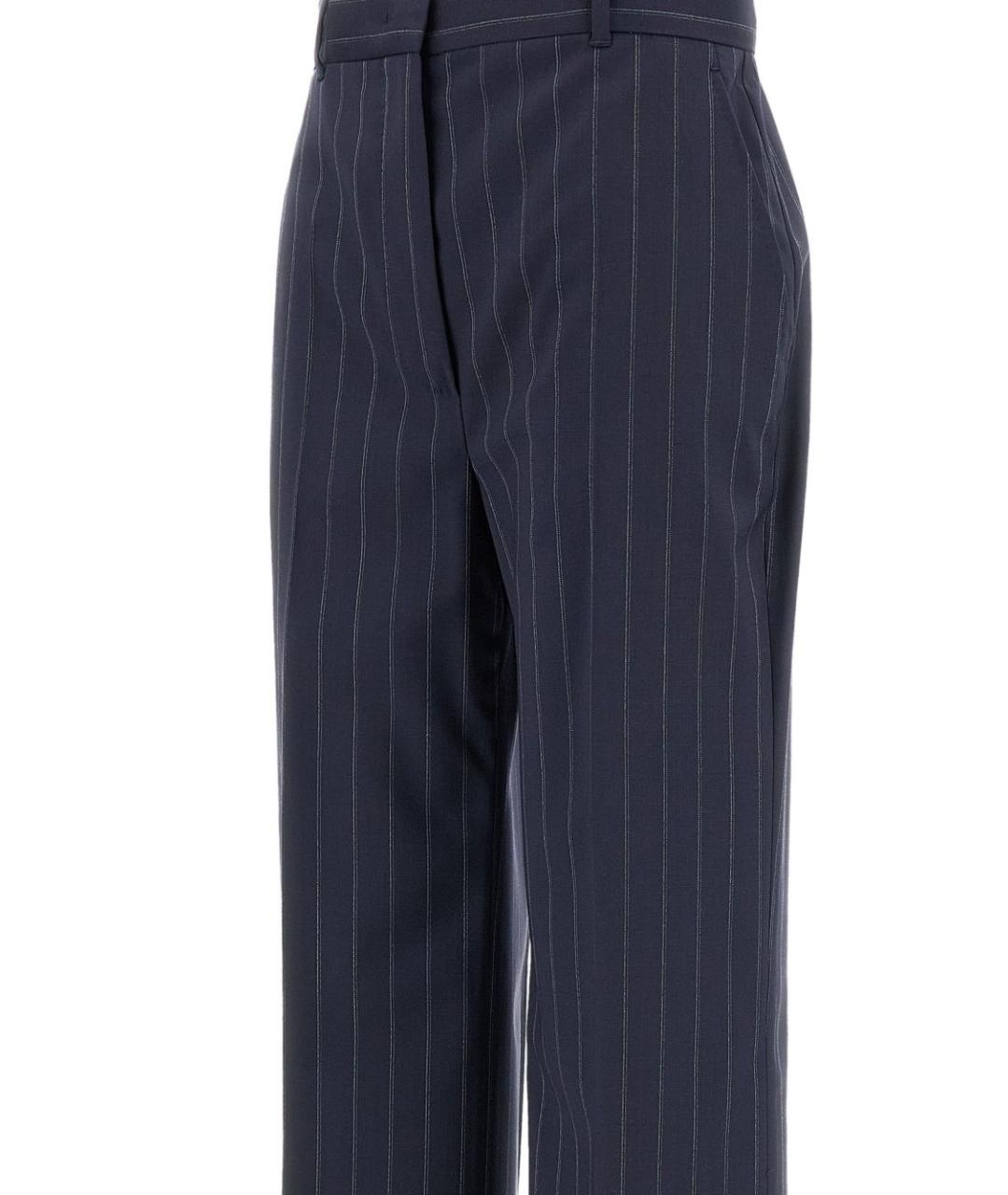 MAX MARA STUDIO Темно-синие шерстяные прямые брюки, фото 3