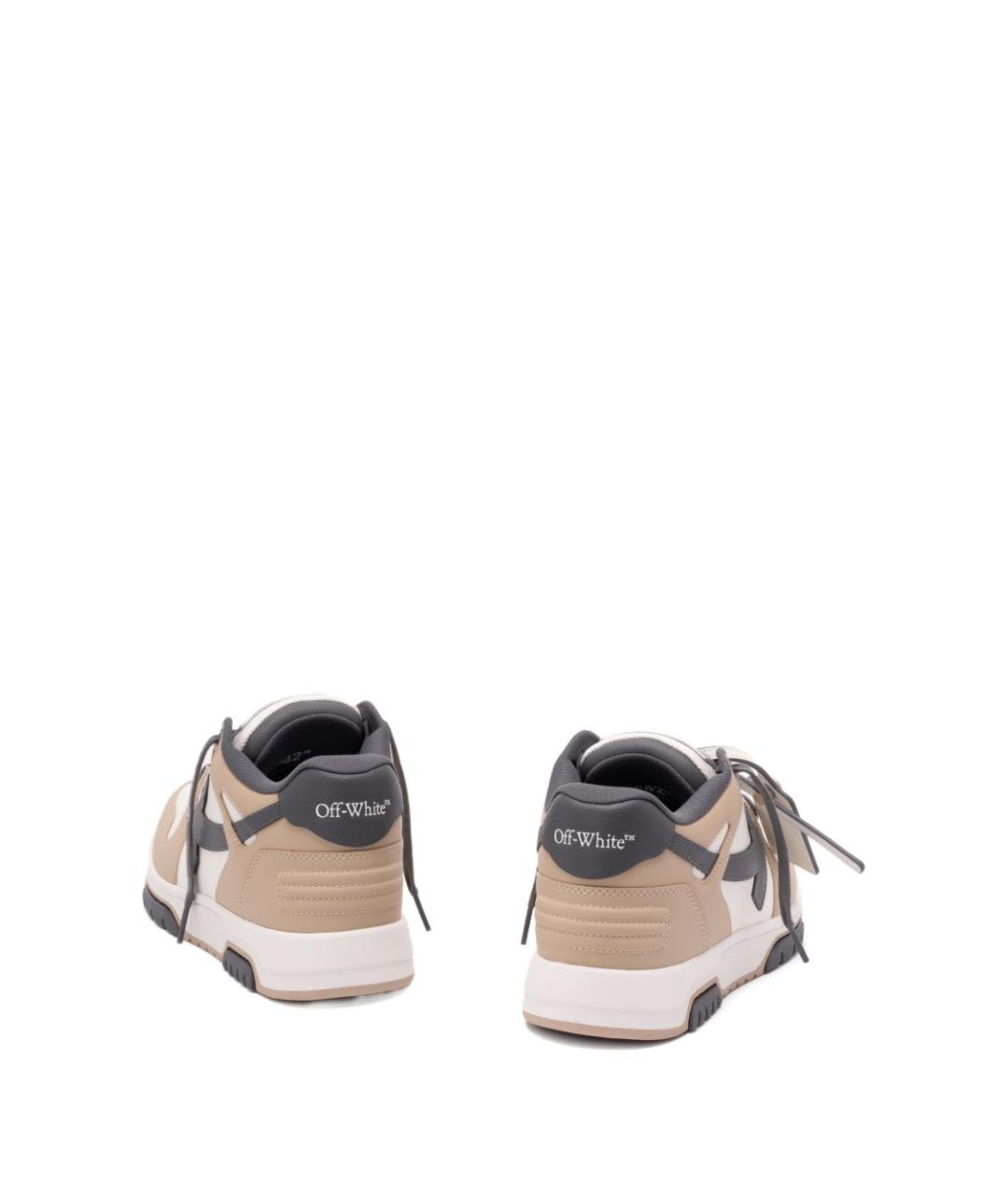 OFF-WHITE Бежевые кожаные низкие кроссовки / кеды, фото 3