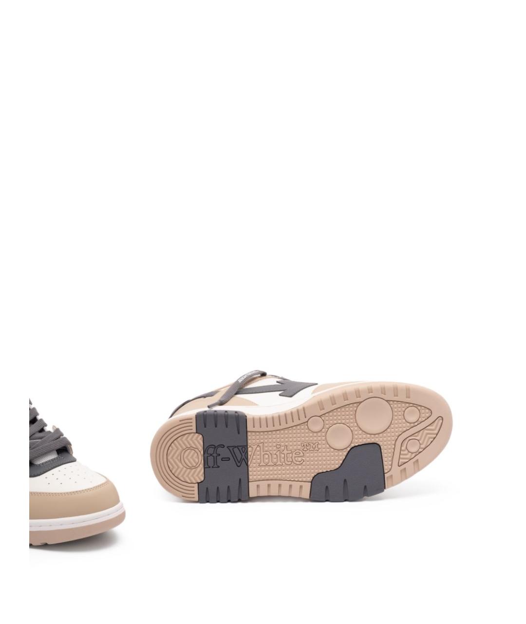 OFF-WHITE Бежевые кожаные низкие кроссовки / кеды, фото 5