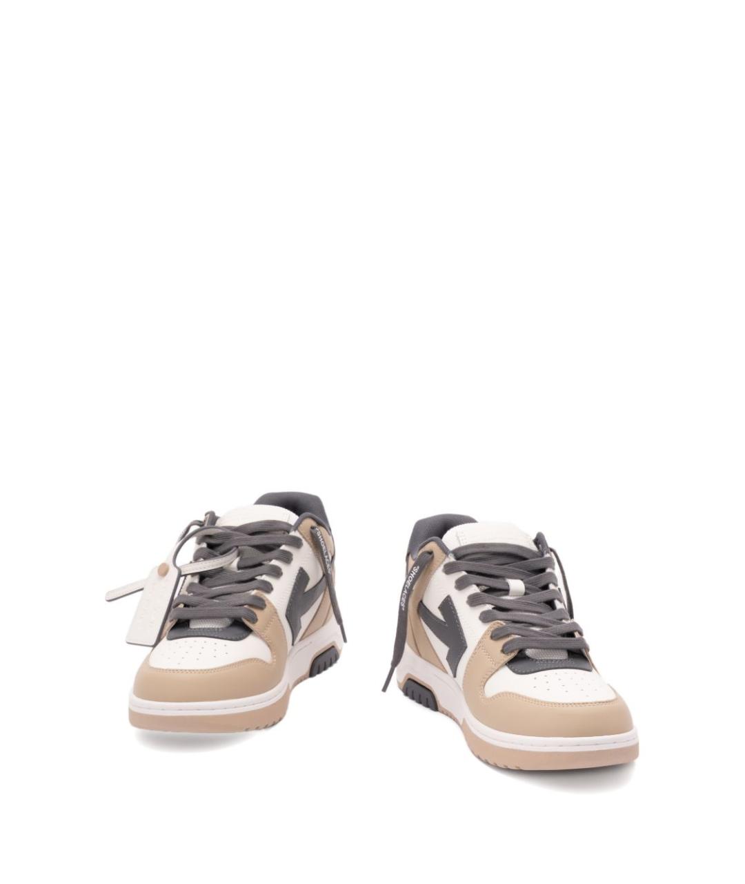 OFF-WHITE Бежевые кожаные низкие кроссовки / кеды, фото 2