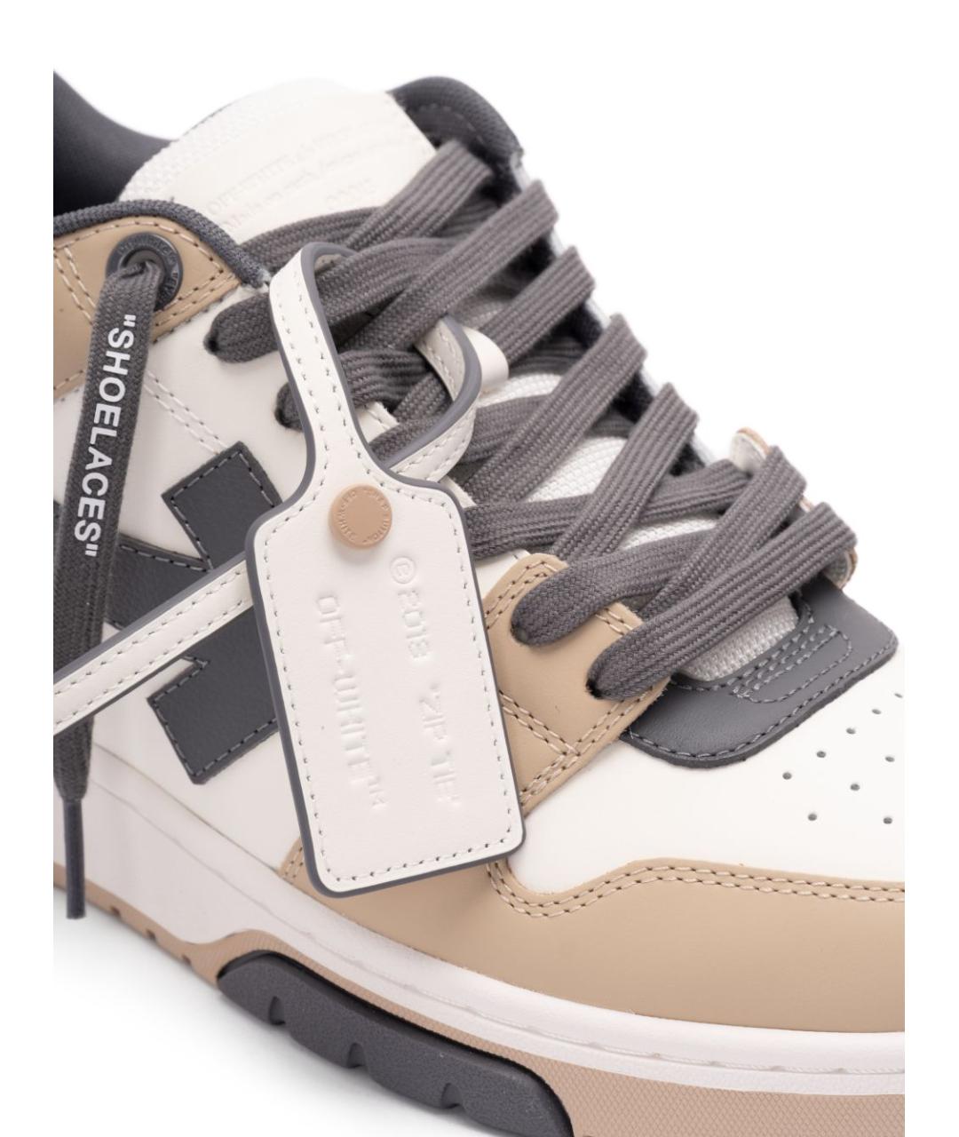 OFF-WHITE Бежевые кожаные низкие кроссовки / кеды, фото 4