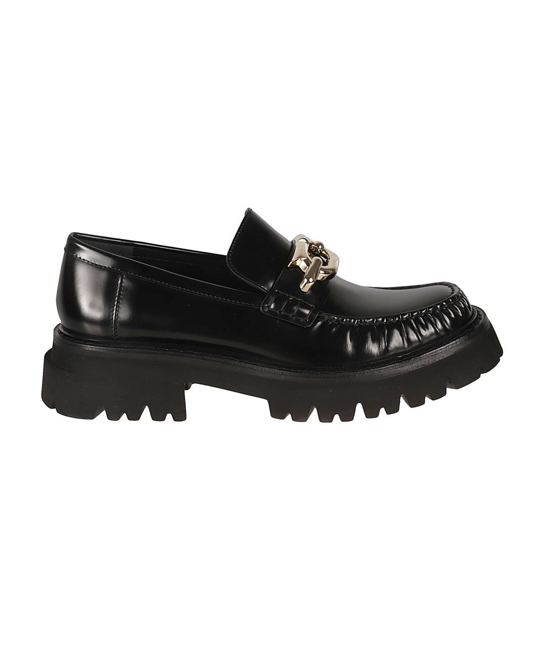 FERRAGAMO Черные кожаные лоферы, фото 1