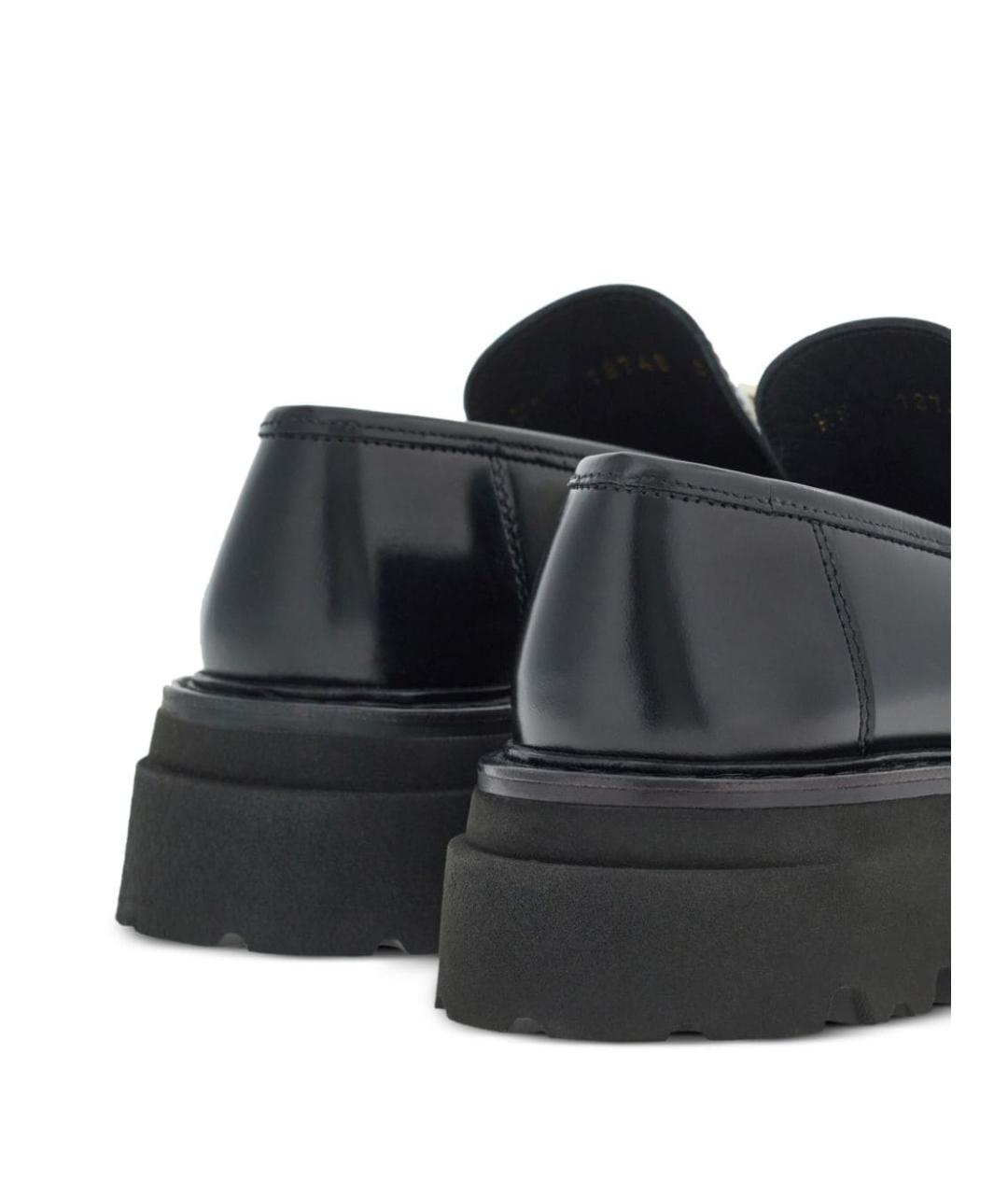 FERRAGAMO Черные кожаные лоферы, фото 4