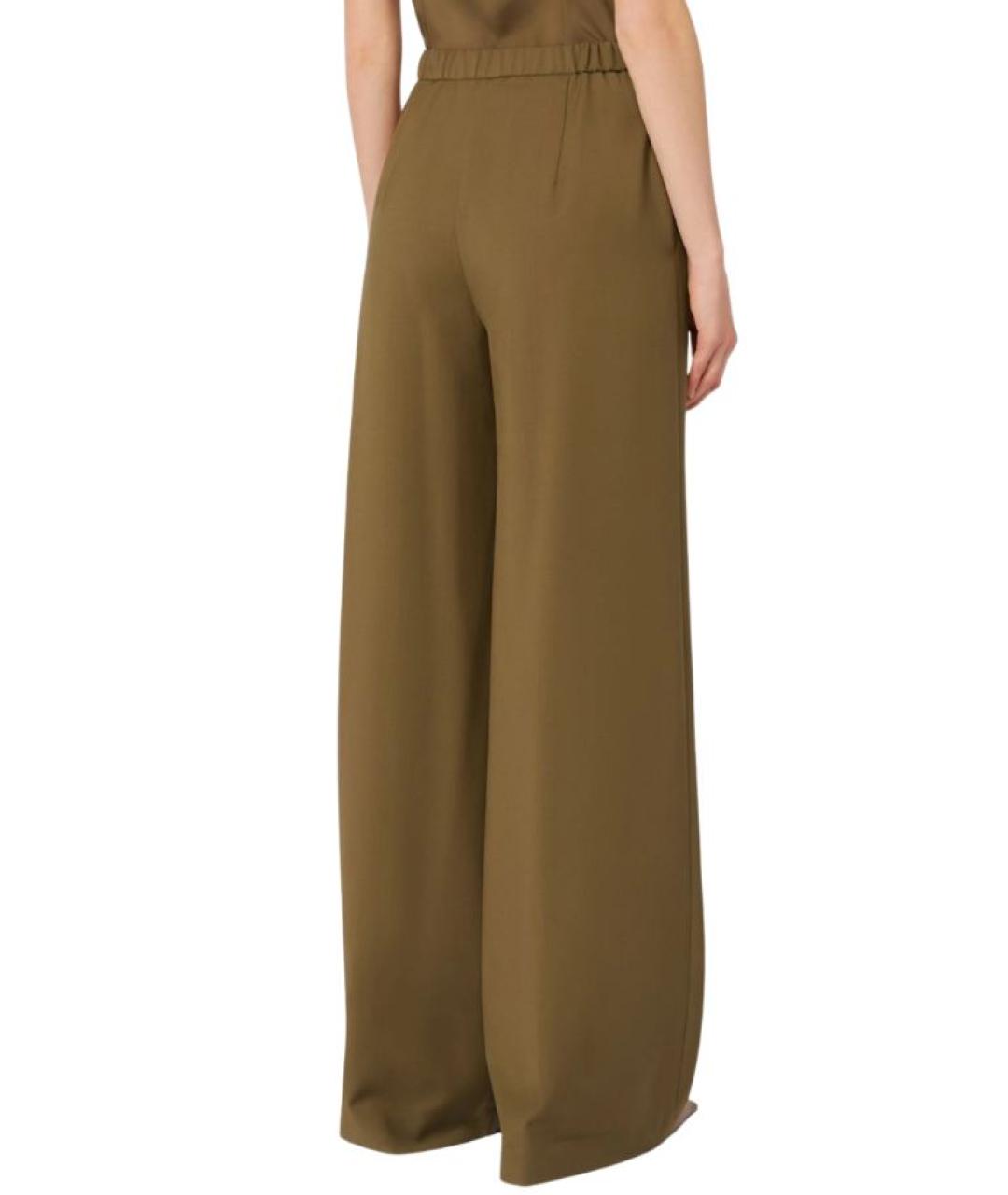MAX MARA STUDIO Хаки хлопковые прямые брюки, фото 3