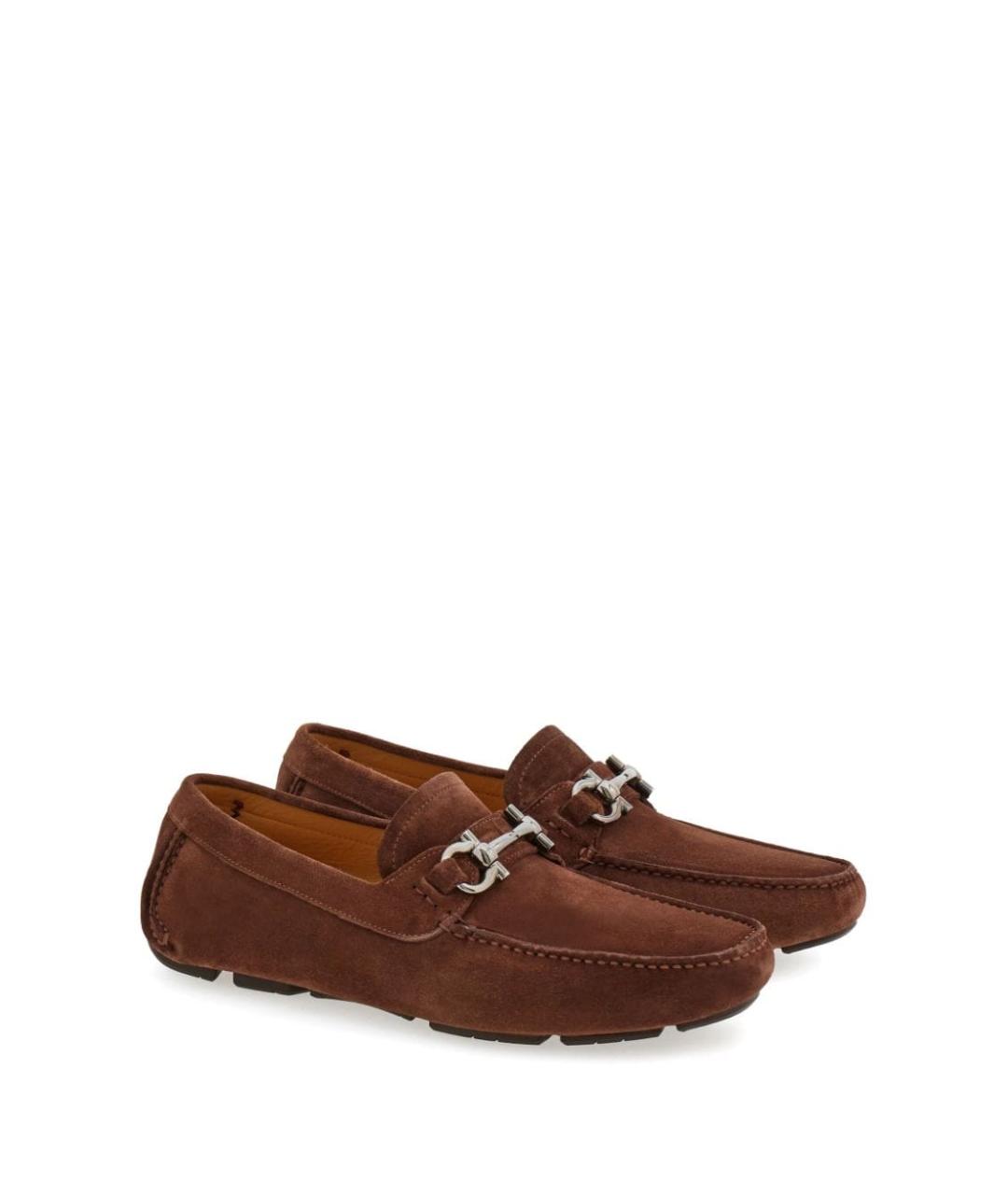 FERRAGAMO Коричневые нубуковые лоферы, фото 2
