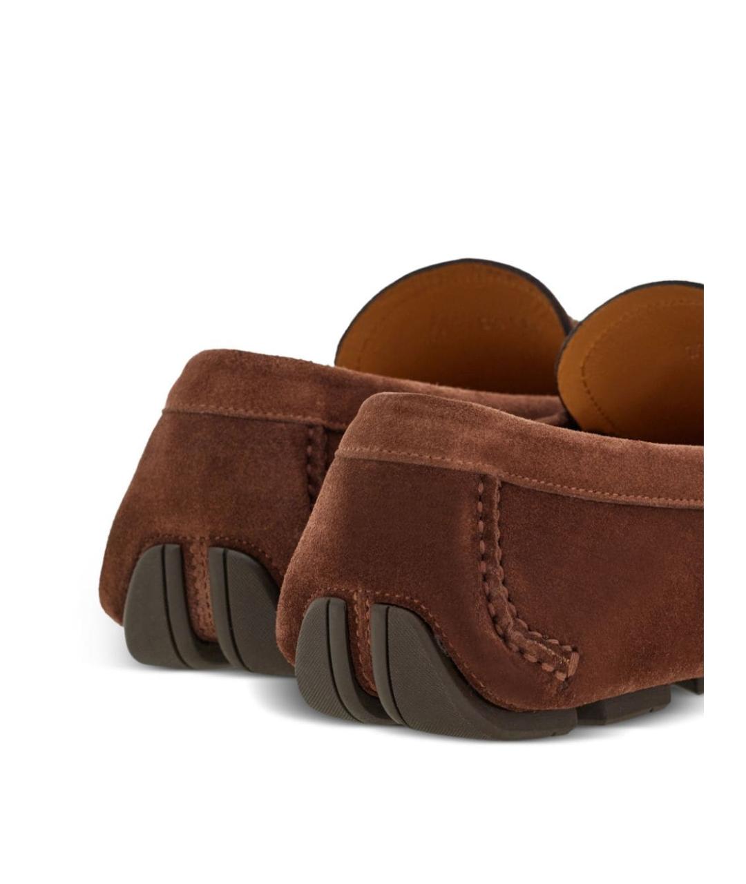 FERRAGAMO Коричневые нубуковые лоферы, фото 4