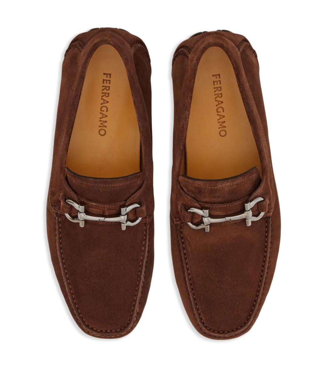 FERRAGAMO Коричневые нубуковые лоферы, фото 3
