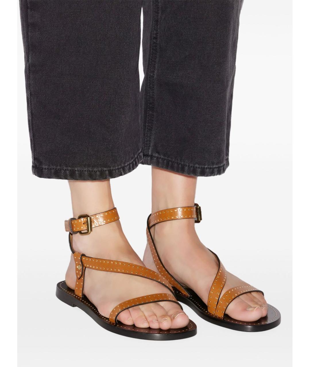 ISABEL MARANT Коричневые кожаные босоножки, фото 4