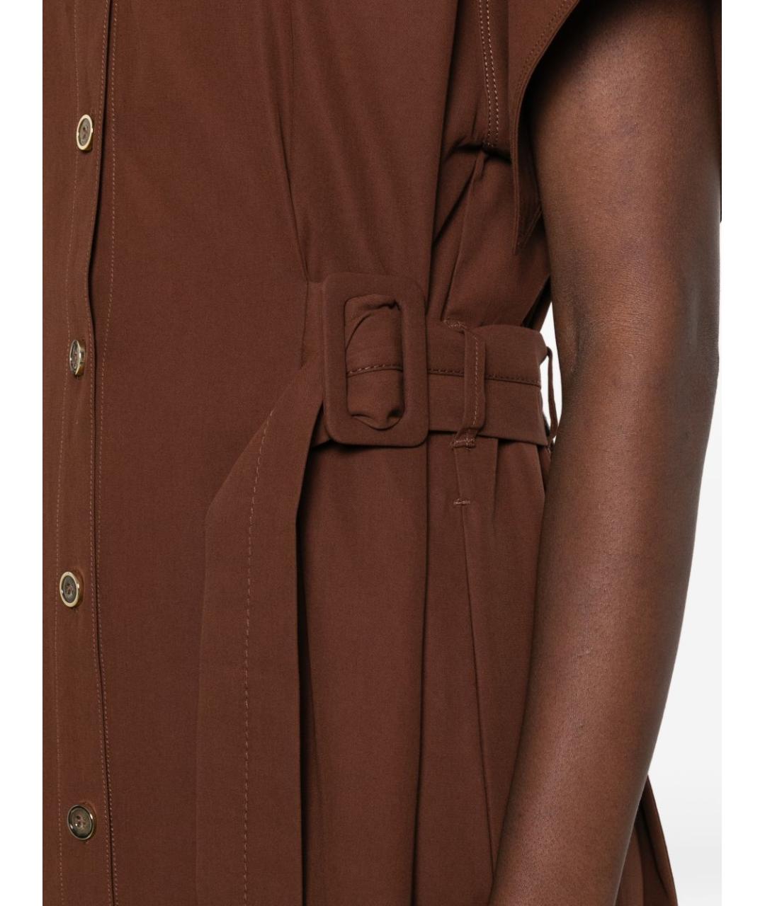 PINKO Коричневое хлопковое повседневное платье, фото 5