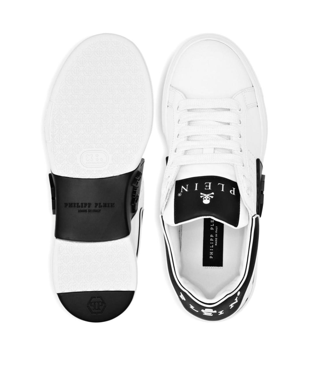 PHILIPP PLEIN Белые кожаные низкие кроссовки / кеды, фото 2