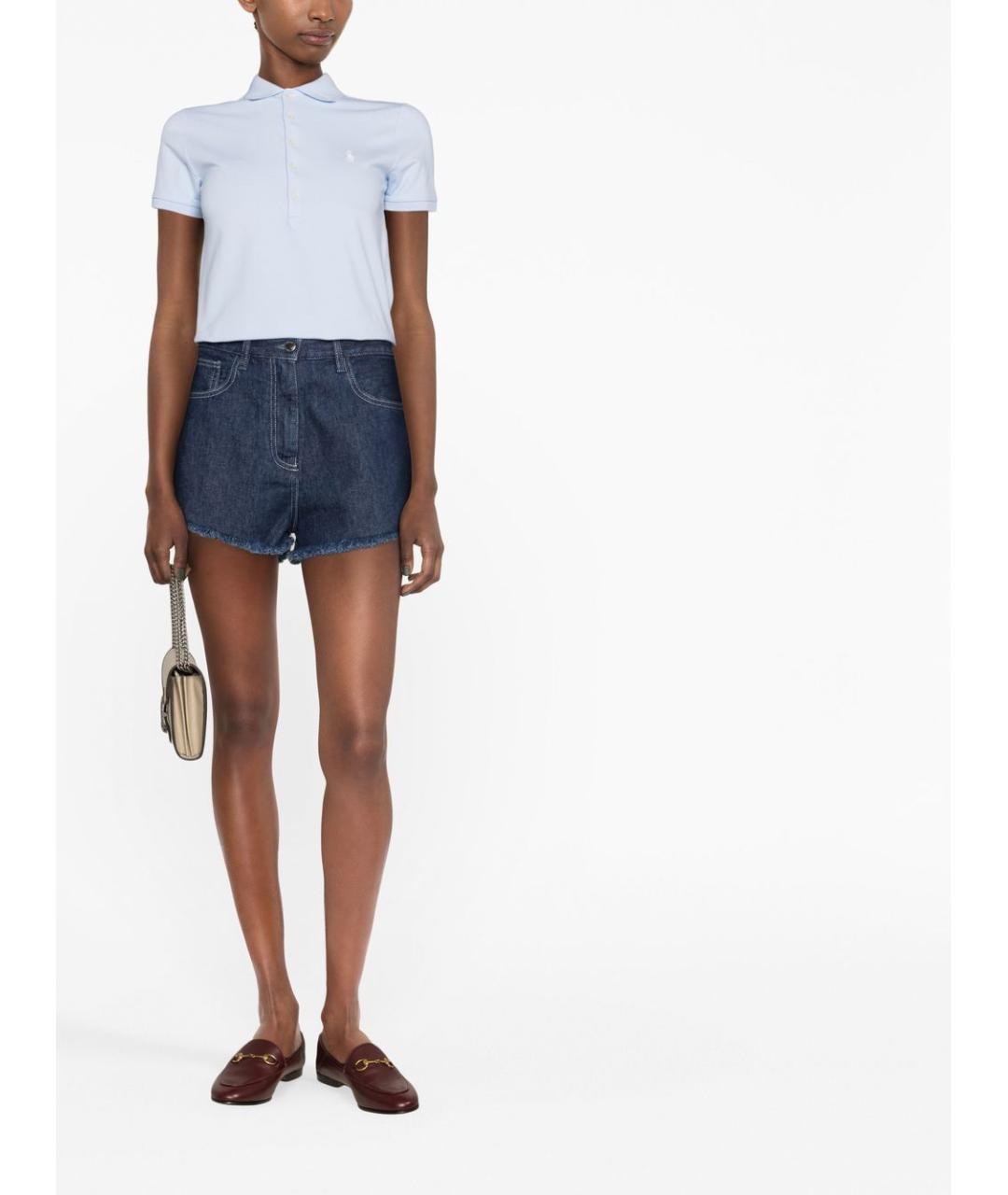 RALPH LAUREN Голубая хлопковая футболка, фото 2