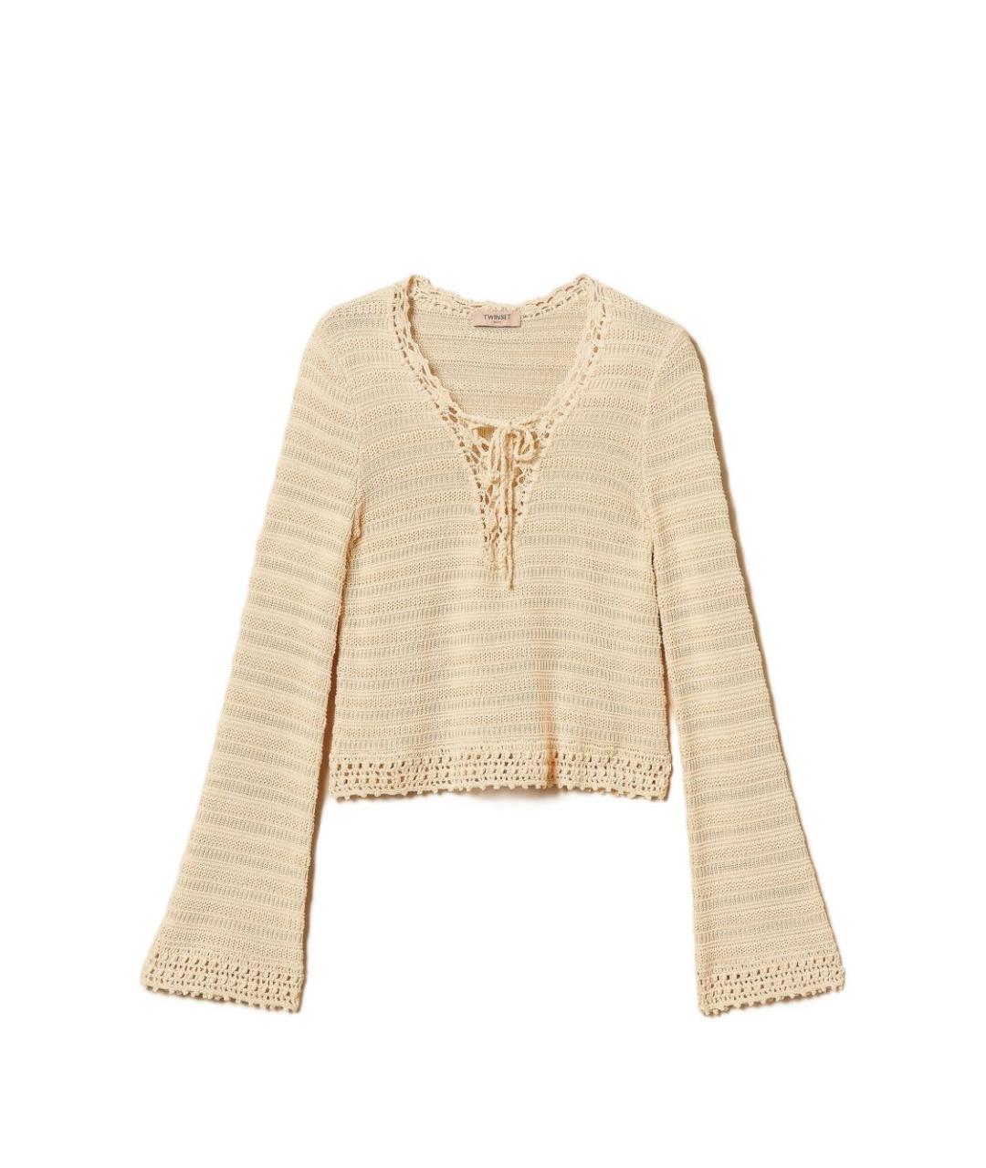 TWIN-SET Бежевый вискозный джемпер / свитер, фото 1