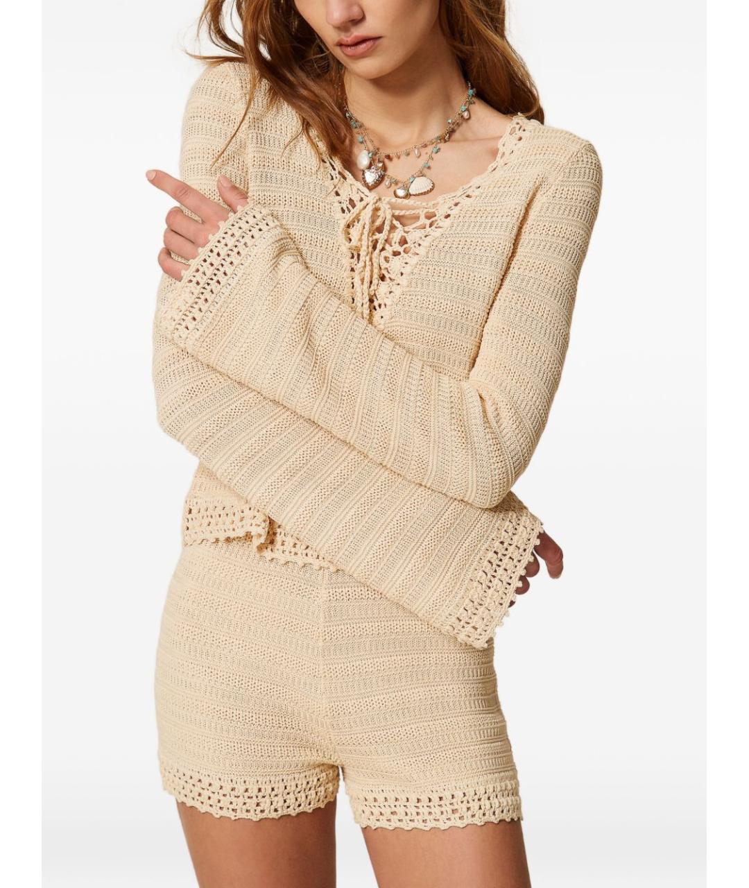 TWIN-SET Бежевый вискозный джемпер / свитер, фото 5