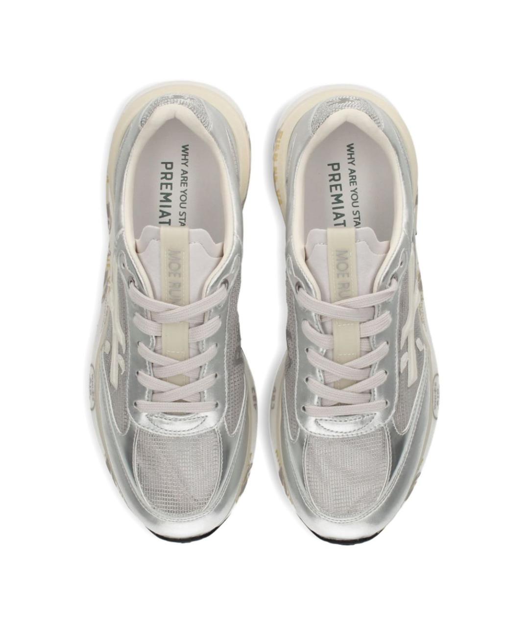 PREMIATA Серебряные кожаные кроссовки, фото 7
