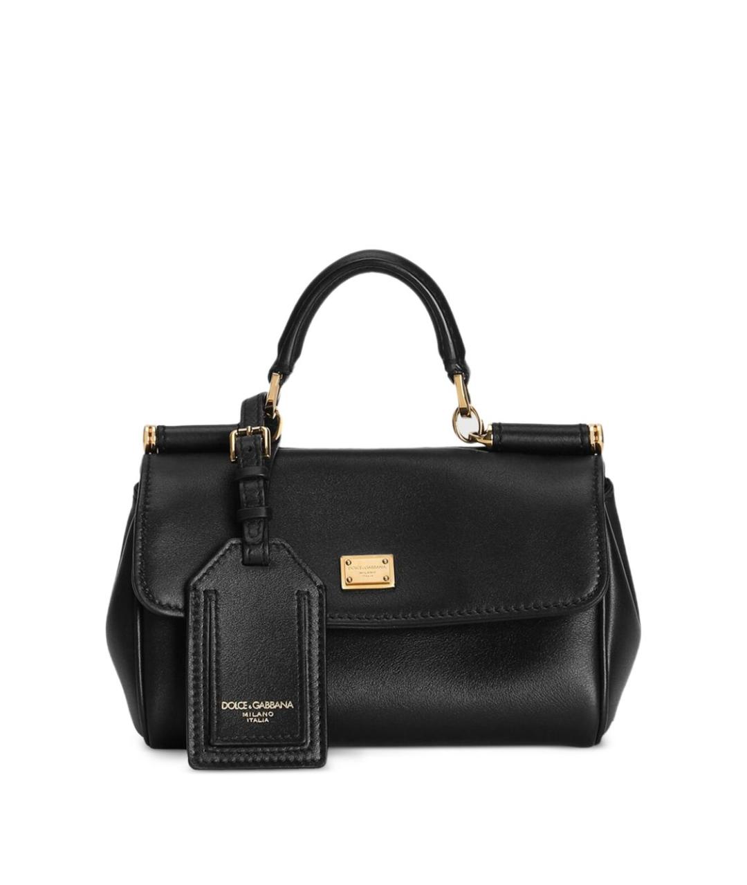 DOLCE&GABBANA Черная кожаная сумка тоут, фото 1