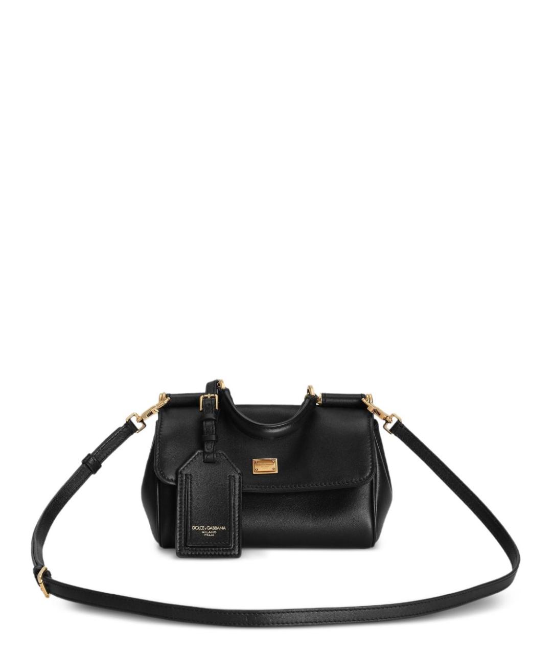DOLCE&GABBANA Черная кожаная сумка тоут, фото 2