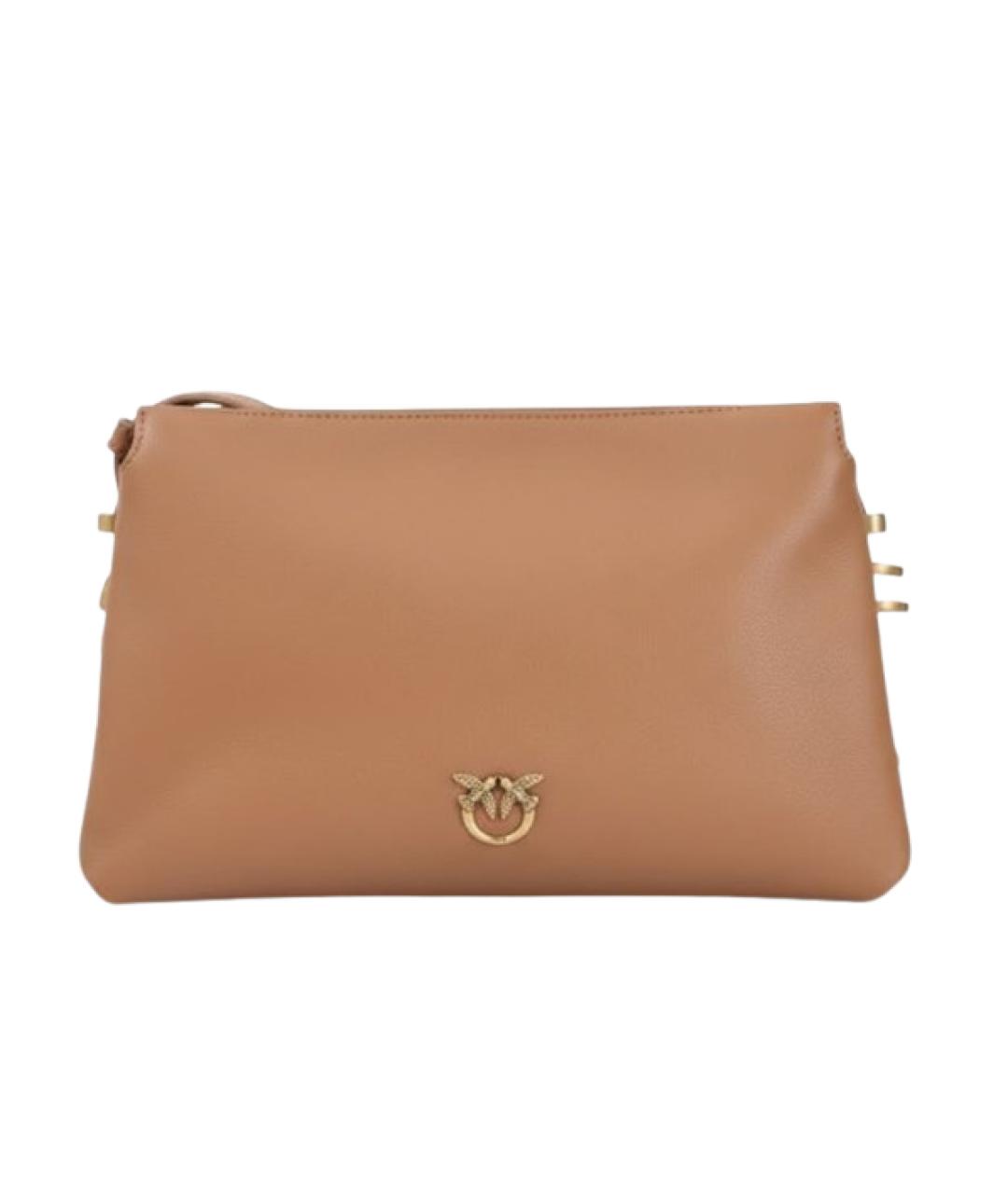 PINKO Бежевая кожаная сумка через плечо, фото 1