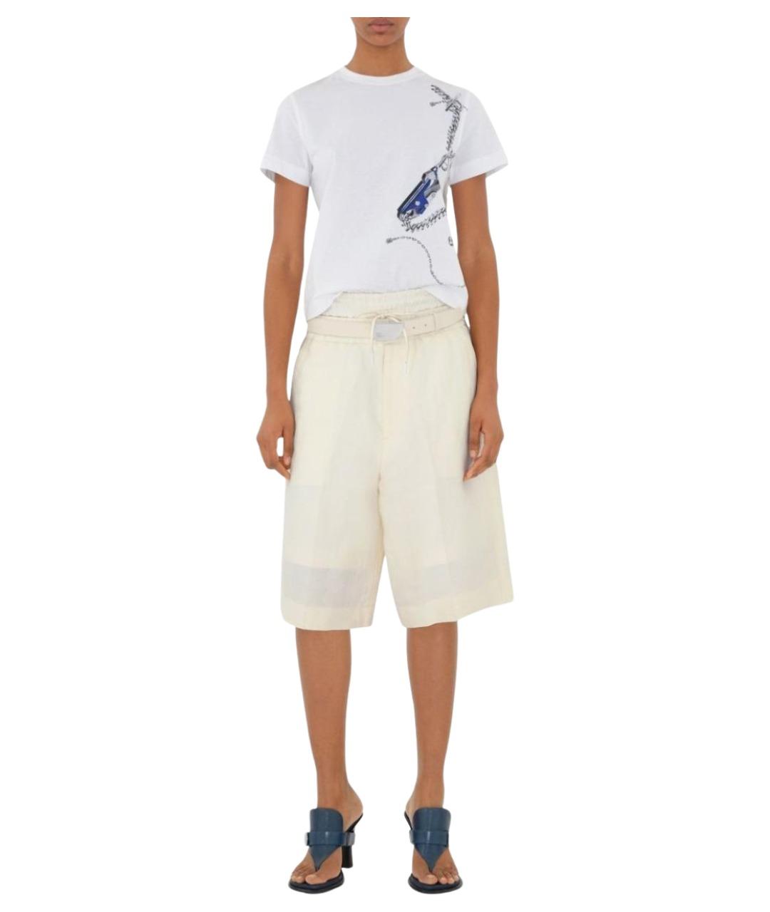 BURBERRY Белая хлопковая футболка, фото 3